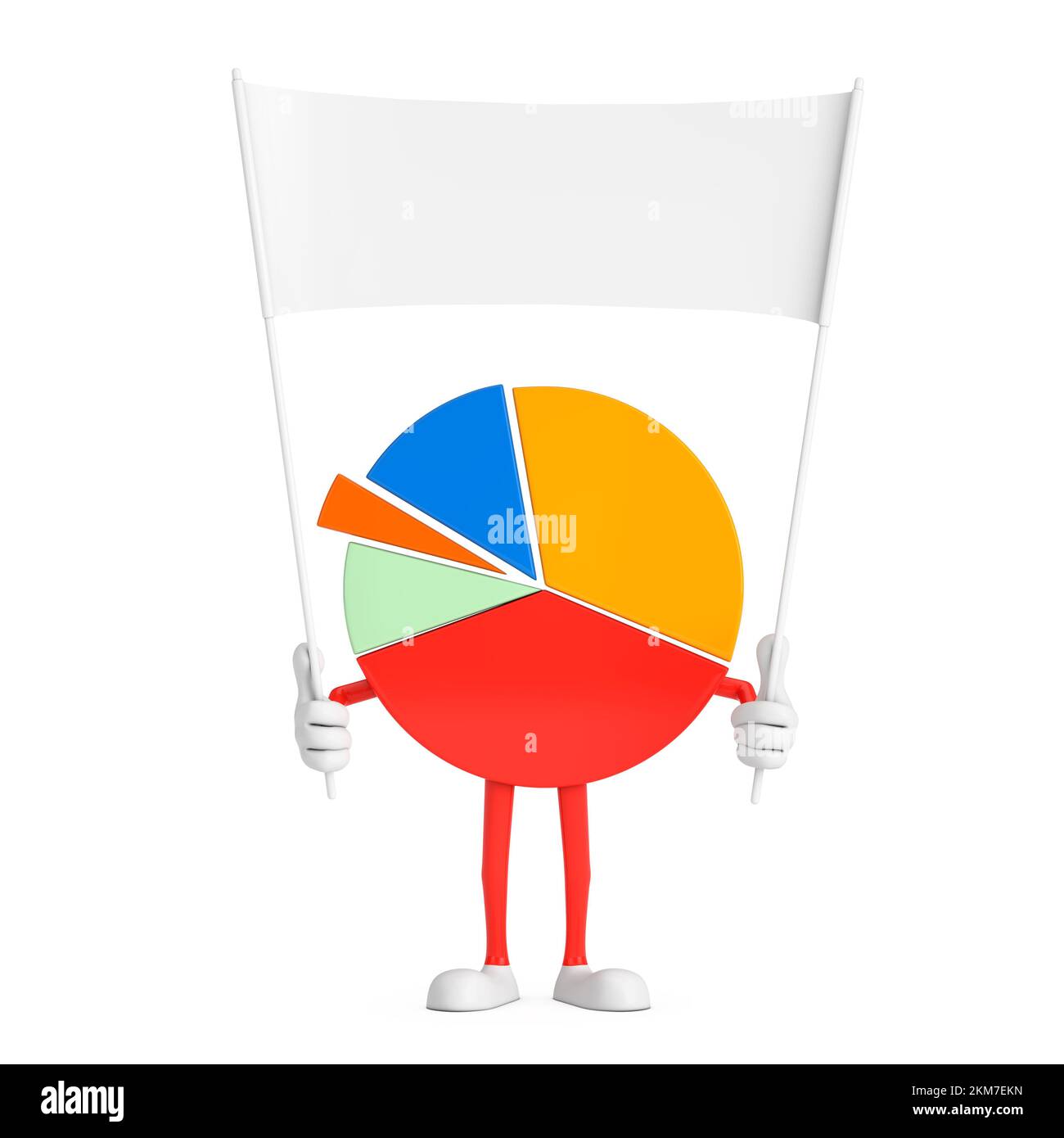 Info Graphics Business graphique à secteurs personnage personne et vide bannière blanche vierge avec espace libre pour votre conception sur un fond blanc. 3D rendu Banque D'Images