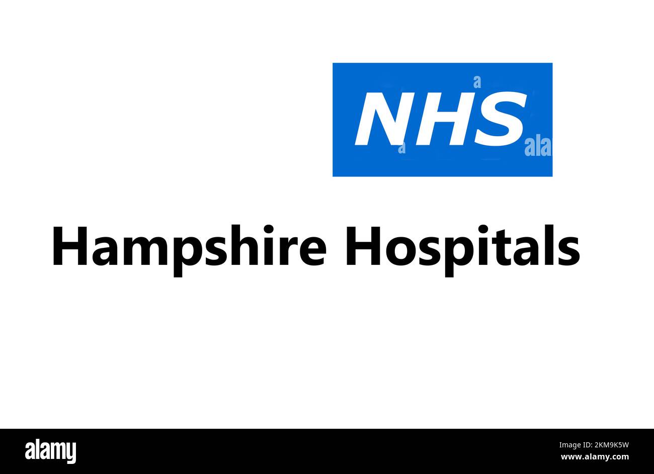 Gros plan du panneau NHS pour les hôpitaux du Hampshire, au Royaume-Uni. Banque D'Images