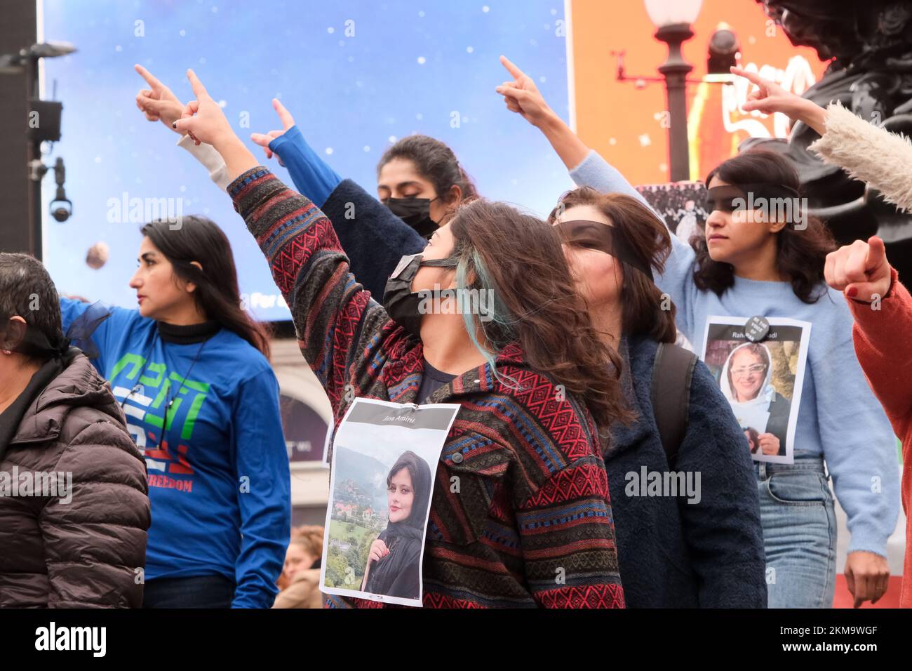 Piccadilly Circus, Londres, Royaume-Uni. 26th novembre 2022. Manifestations à Londres contre la République islamique d'Iran. Crédit : Matthew Chattle/Alay Live News Banque D'Images