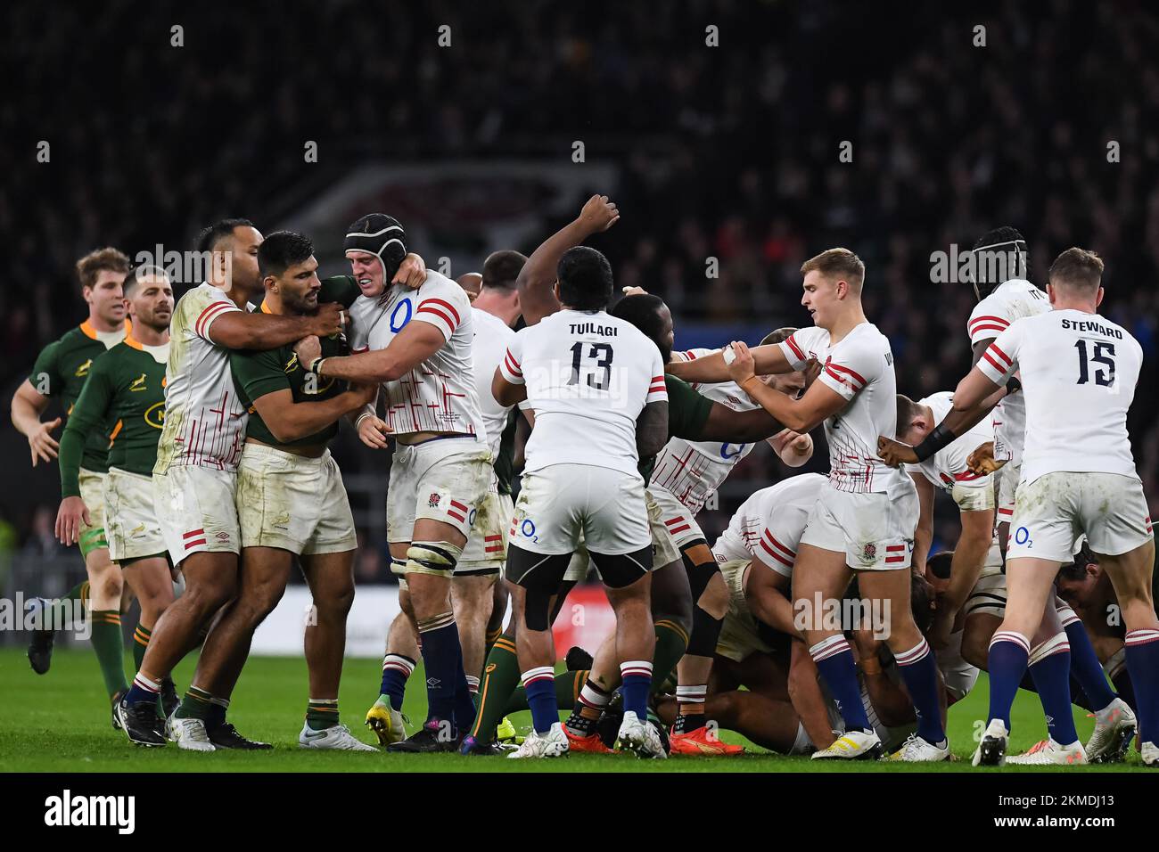 Les esprits éclatés lors des matchs internationaux d'automne entre l'Angleterre et l'Afrique du Sud au stade de Twickenham, à Twickenham, Royaume-Uni, 26th novembre 2022 (photo de Mike Jones/News Images) Banque D'Images