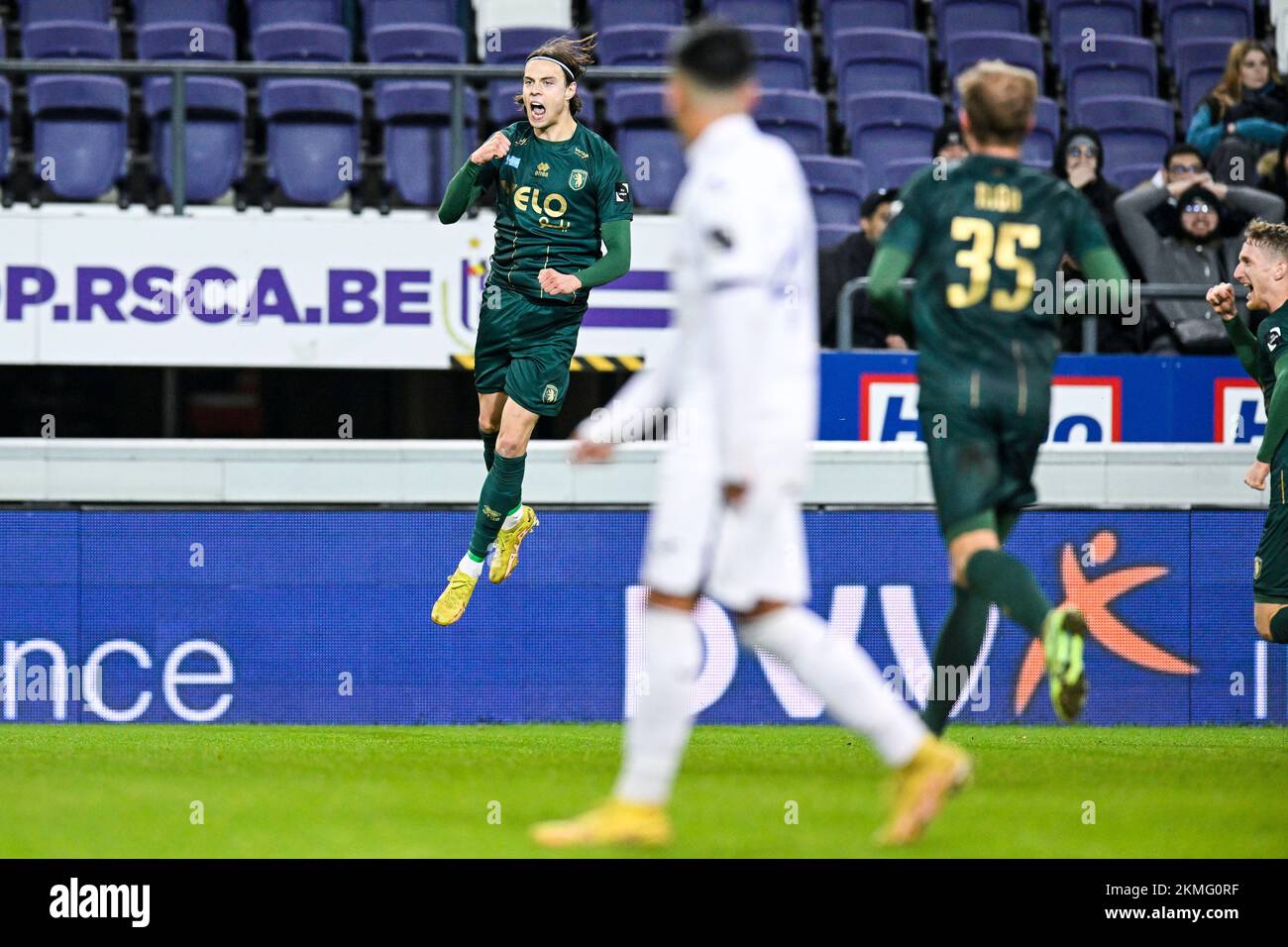 Nokkvi Thorisson de Beerschot célèbre après avoir marqué un match de football entre RSCA futures (U23) et Beerschot va, le samedi 26 novembre 2022 1B à Bruxelles, le 15 jour de la deuxième division du championnat belge « Challenger Pro League » 2022-2023. BELGA PHOTO TOM GOYVAERTS Banque D'Images