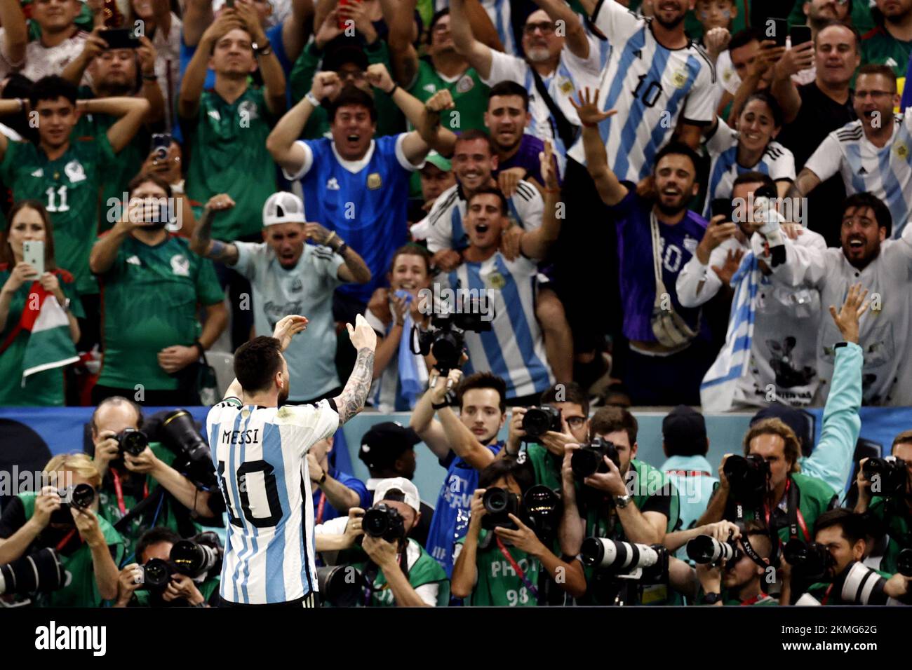 Ville de LUSAIL - Lionel Messi, de l'Argentine, célèbre le 1-0 match de groupe C de la coupe du monde de la FIFA, Qatar 2022 entre l'Argentine et le Mexique au stade Lusail sur 26 novembre 2022 à Lusail City, Qatar. AP | hauteur néerlandaise | MAURICE DE PIERRE Banque D'Images