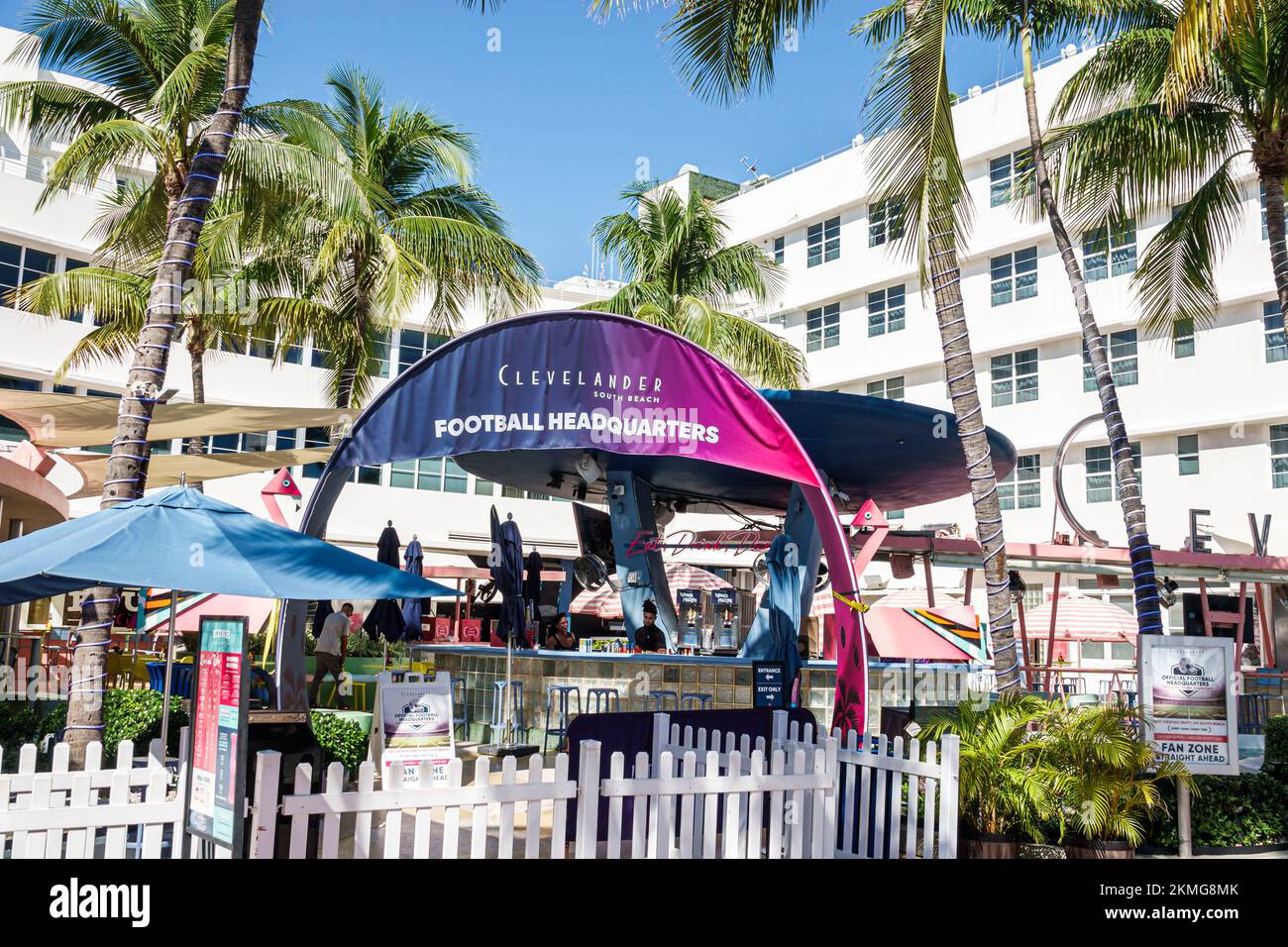Miami Beach Floride, South Beach Art Deco District Ocean Drive, The Clevelander Hotel extérieur bâtiments de l'entrée principale, hôtels lo Banque D'Images