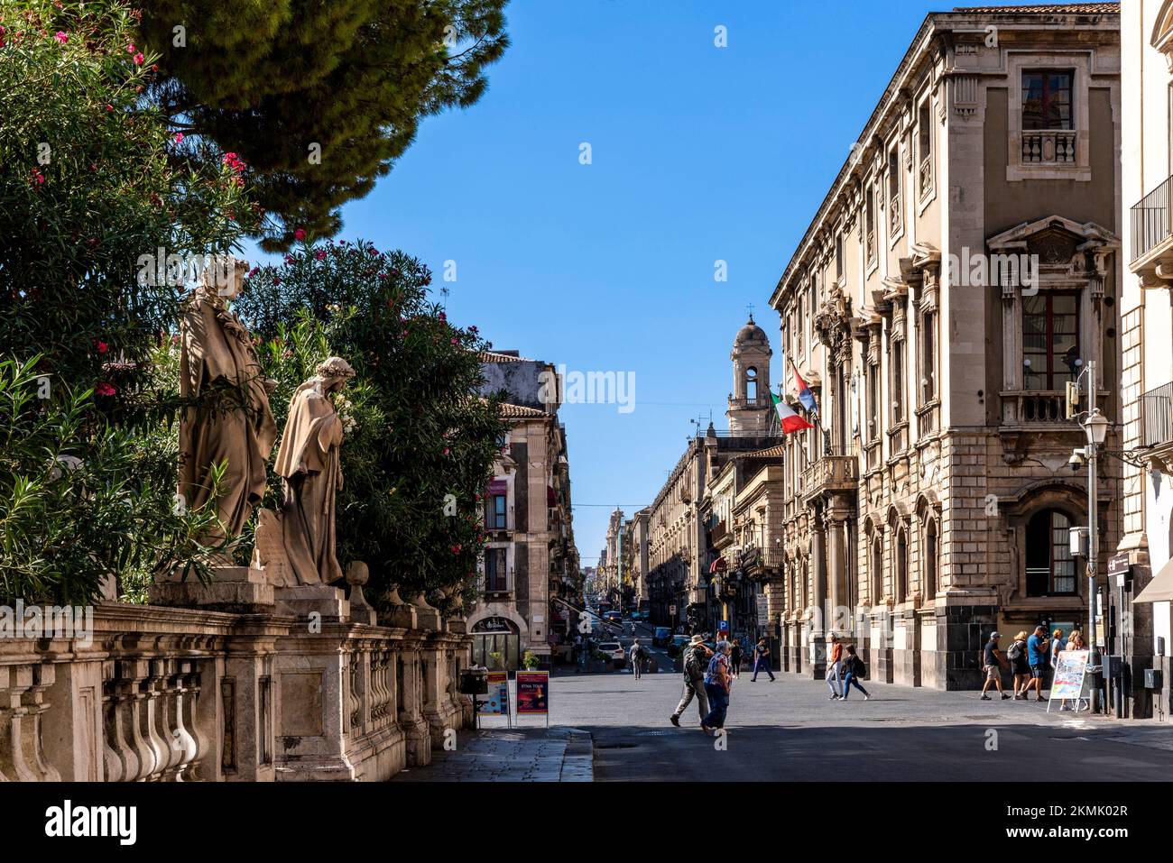 Via Vittorio Emanuele II rue à Catane, Sicile, Italie. Banque D'Images