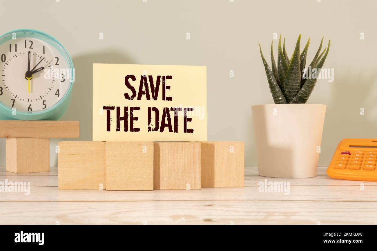 Texte Enregistrez la DATE sur la carte de visite. Banque D'Images