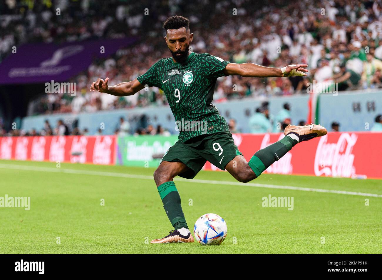 Doha, Qatar. 14th septembre 2022. Doha, Qatar, novembre 26th 2022: Firas Al-Buraikan d'Arabie Saoudite lors d'un match entre la Pologne et l'Arabie Saoudite, valable pour la phase de groupe de la coupe du monde, tenue au stade de la ville d'éducation à Doha, Qatar. (Marcio Machado/SPP) crédit: SPP Sport presse photo. /Alamy Live News Banque D'Images