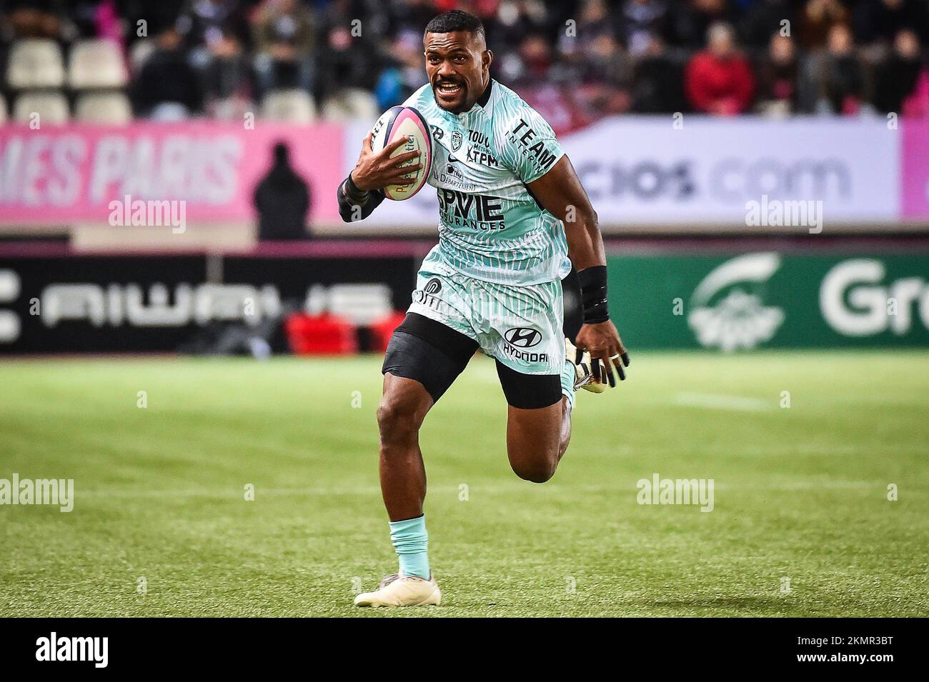 Paris, France, France. 26th novembre 2022. Jiuta Naqoli WAINIQOLO de Toulon lors du MATCH DES 14 MEILLEURS entre le Stade Français et le RC Toulonnais (Toulon) au Stade Jean-Bouin sur 26 novembre 2022 à Paris, France. (Image de crédit : © Matthieu Mirville/ZUMA Press Wire) Banque D'Images