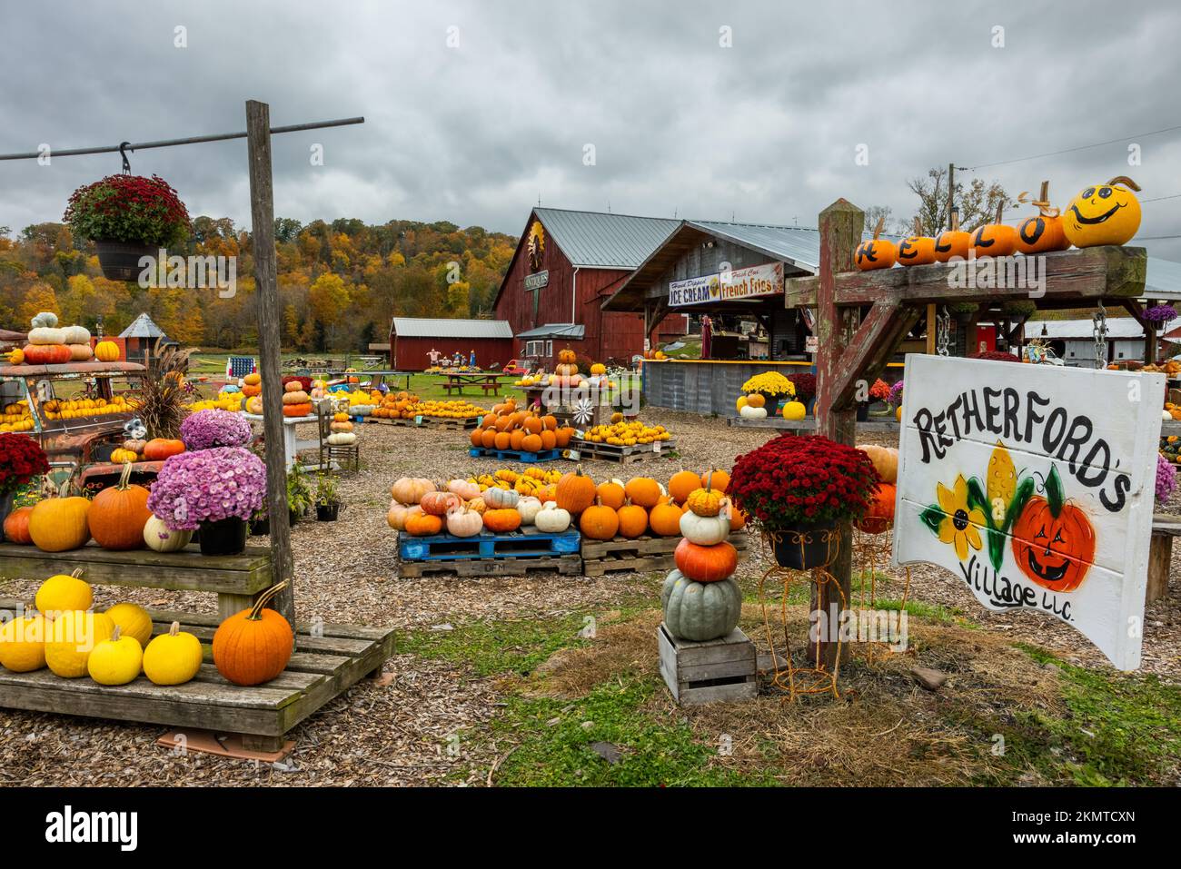 Retherfords Village décoré pour Halloween, Benton, Pennsylvanie Banque D'Images