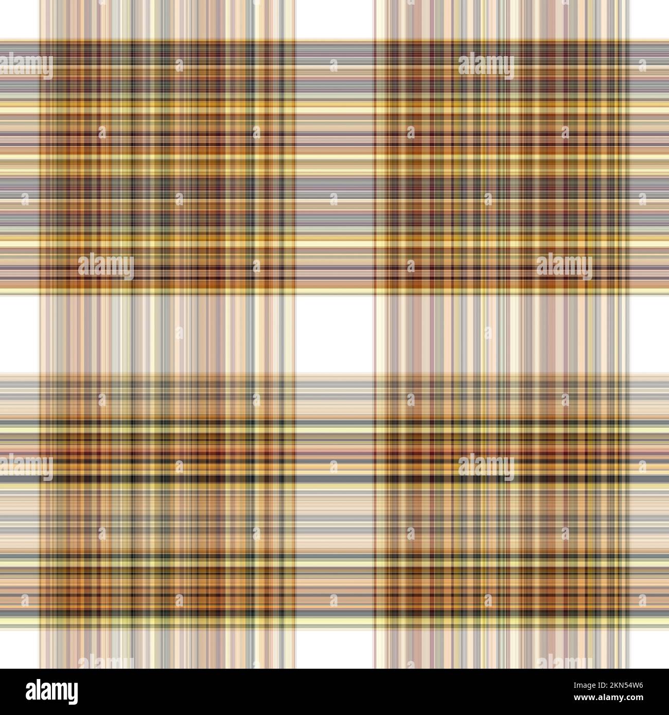 Tissu écossais blanc forêt à motif sans couture. Motif écossais de forêt automnale ton sur ton avec texture organique. Arrière-plan de bande orange pour papier peint rugueux. Banque D'Images