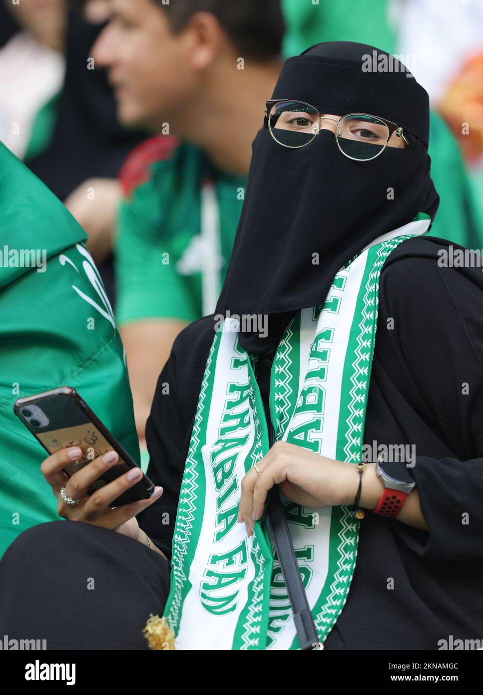 Fans d'Arabie Saoudite lors de la coupe du monde de la FIFA 2022, match de football du groupe C entre la Pologne et l'Arabie Saoudite sur 26 novembre 2022 au stade de la ville d'éducation à Doha, Qatar - photo: Sebastian El-saqqa/DPPI/LiveMedia Banque D'Images