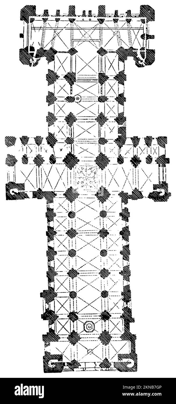 Cathédrale de Durham, Royaume-Uni, plan d'étage, , (livre d'histoire d'art, 1904), Cathédrale de Durham, Vereinigtes Königreich, Grundriss, cathédrale de Durham, Royaume-Uni, plan de base Banque D'Images