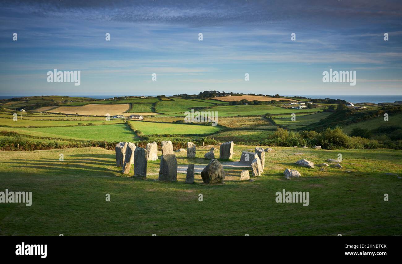 Le cercle de pierres du Celtic Drombeg dans le comté de Cork, République d'Irlande Banque D'Images