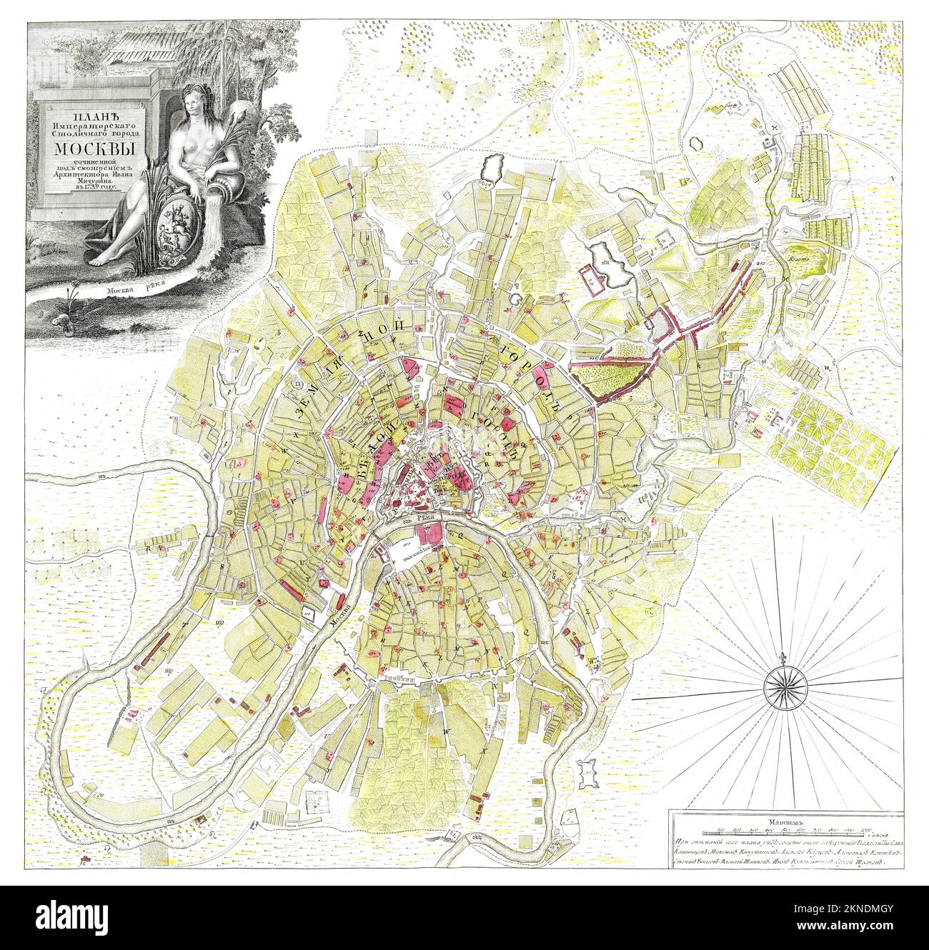 Plan de ville vintage de Moscou et de la région autour de lui à partir de 19th siècle. Les cartes sont magnifiquement illustrées à la main et gravées le montrant à l'époque. Banque D'Images