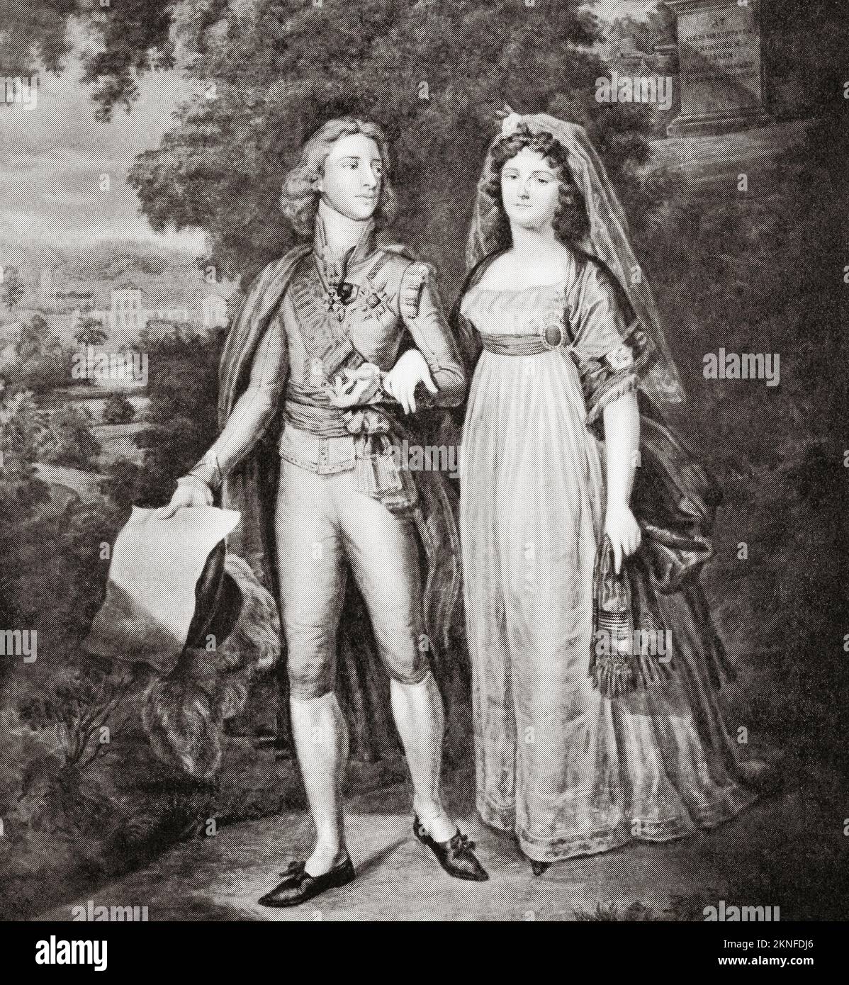 Gustav IV Adolf de Suède et sa femme Frederica de Baden. Gustav IV Adolf ou Gustav IV Adolph, 1778 – 1837. Roi de Suède. Friederike 'Frederica' Dorothea Wilhelmina de Baden, 1781 - 1826. Reine consort de Suède. Banque D'Images