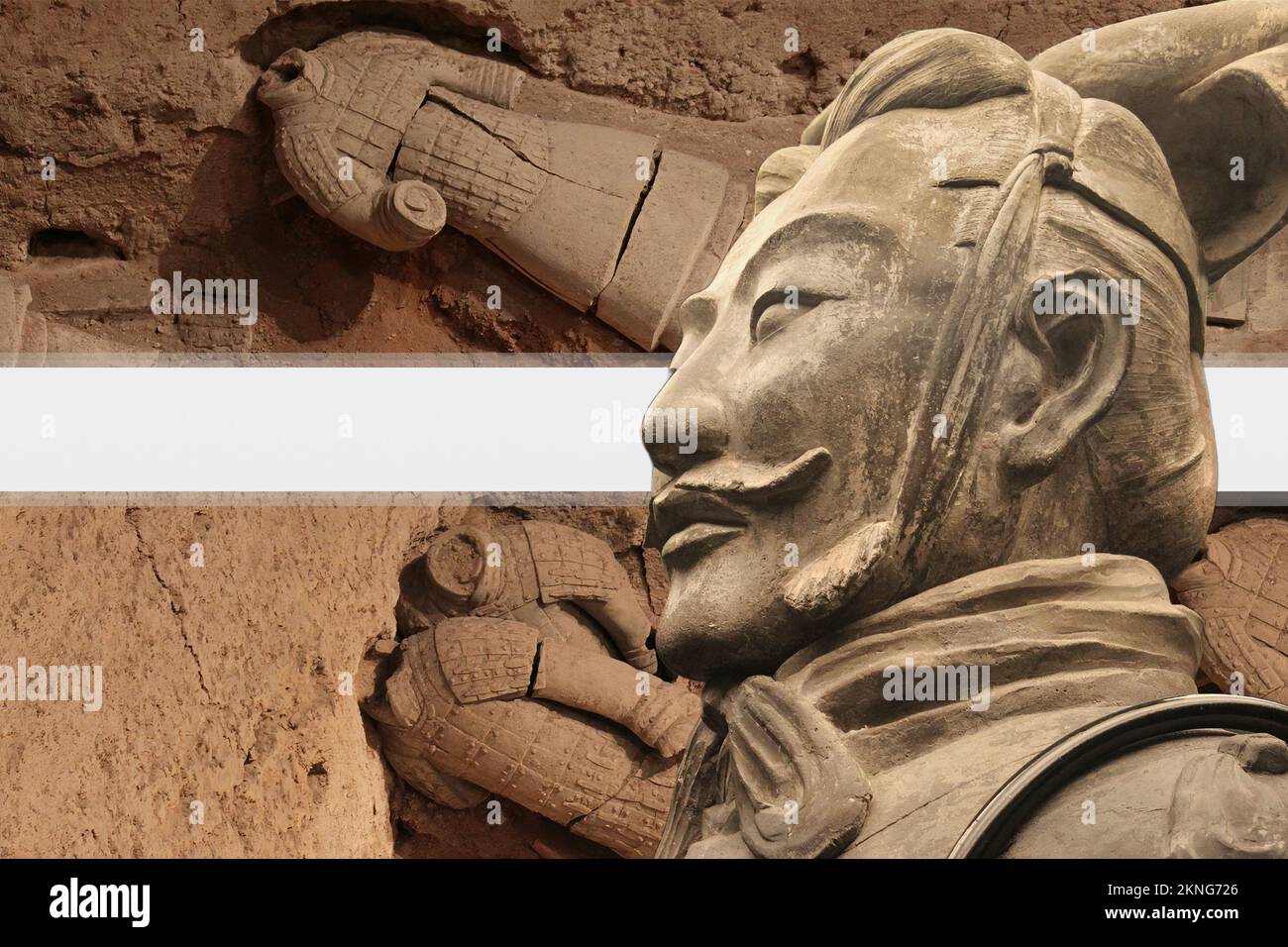 L'armée de terre cuite est un ensemble de statues placées dans le mausolée du premier empereur Qin, placé dans la ville de Xi'an Chine. Banque D'Images