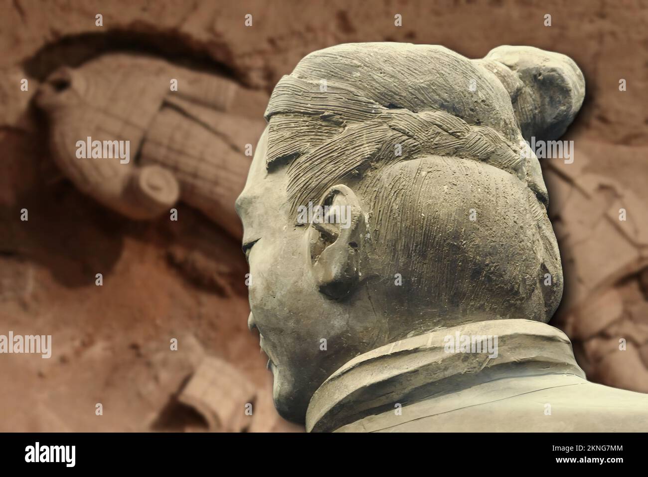 L'armée de terre cuite est un ensemble de statues placées dans le mausolée du premier empereur Qin, placé dans la ville de Xi'an Chine. Banque D'Images