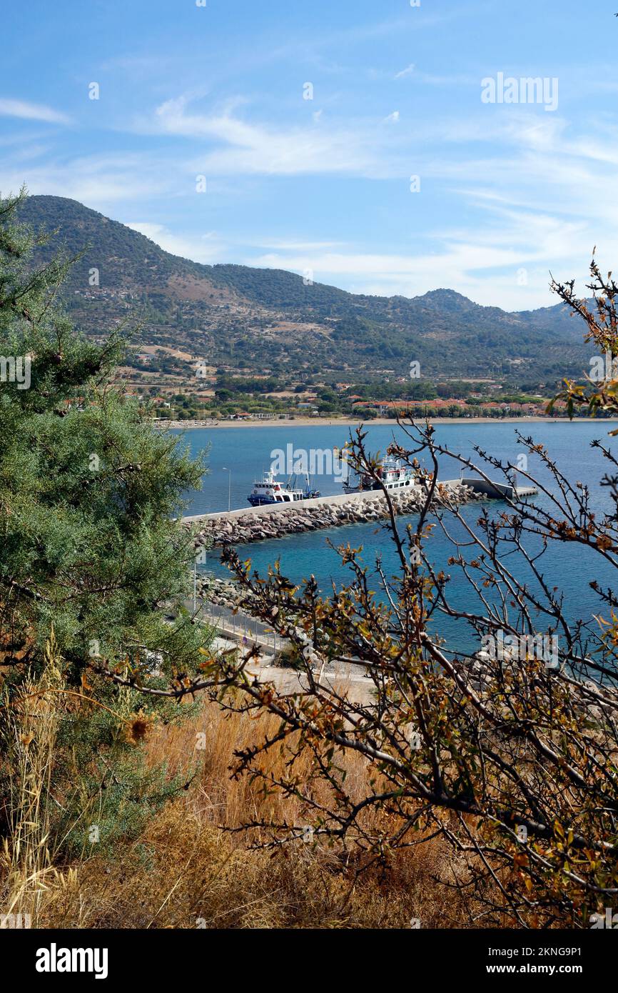 Petra port, Lesbos de la route principale de Molyvos à Petra. Septembre / octobre 2022. cym. Banque D'Images