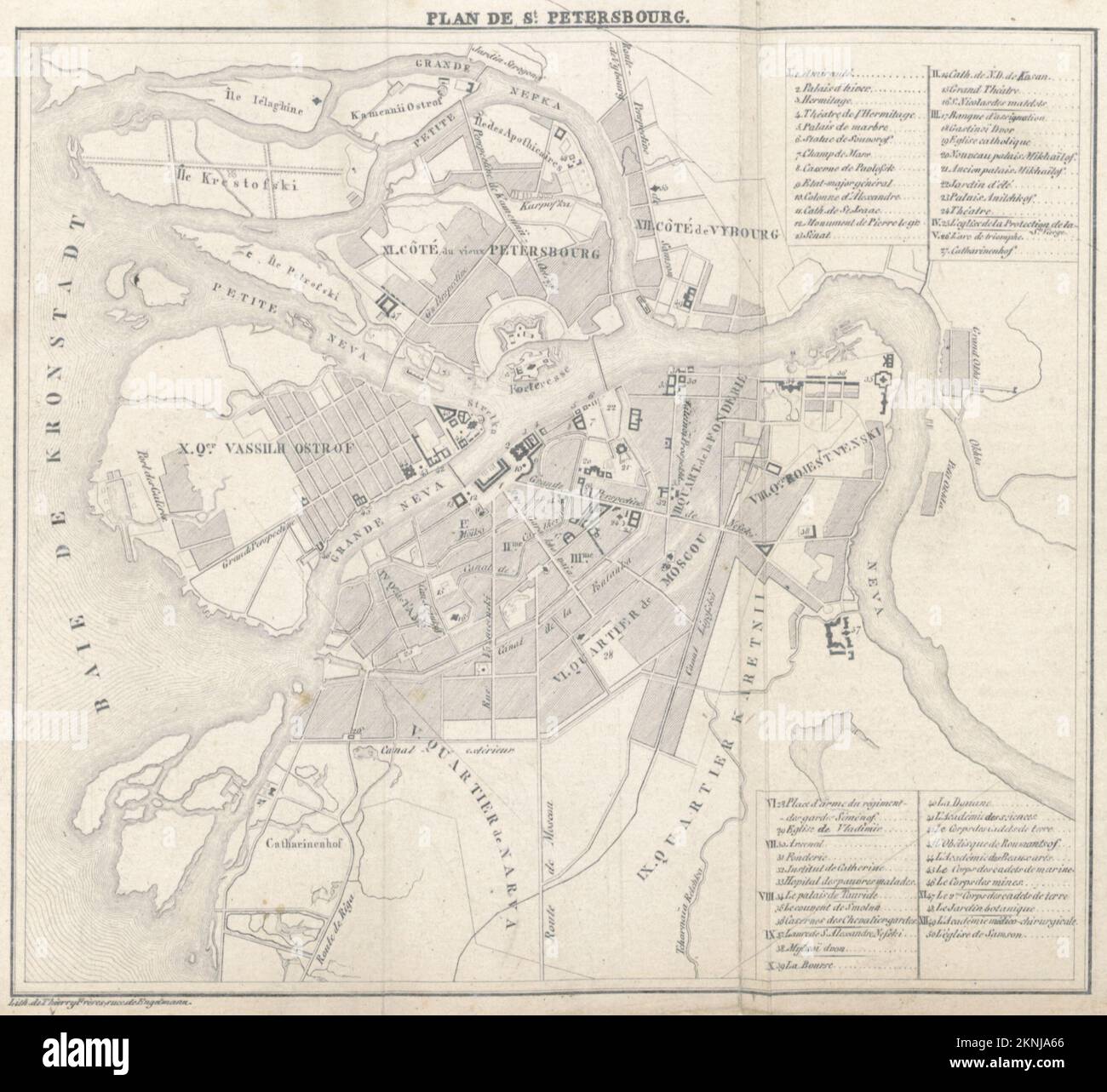 Plan de ville vintage de Saint-Pétersbourg et de la région autour de lui à partir de 18th siècle. Les cartes sont magnifiquement illustrées à la main et gravées le montrant à l'époque. Banque D'Images
