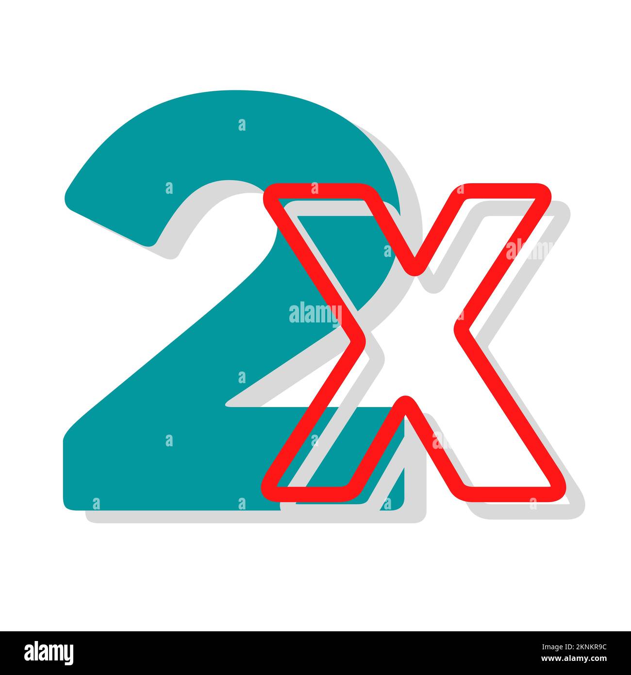 2x lettres isolées sur un arrière-plan cisaillé Banque D'Images