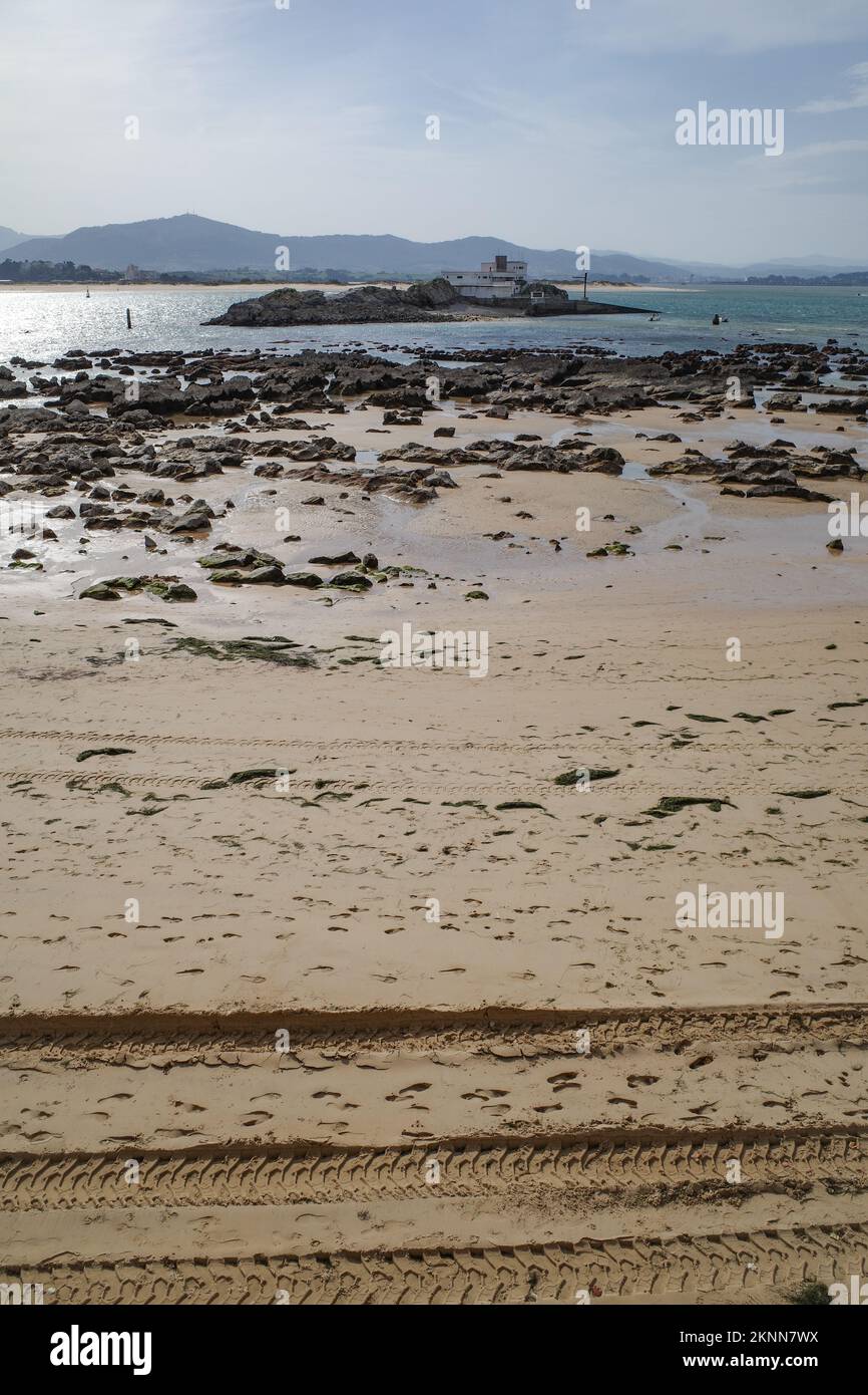 Playa de los Bikinis, Péninsule de Magdalena, Santander, Cantabrie, Espagne Banque D'Images