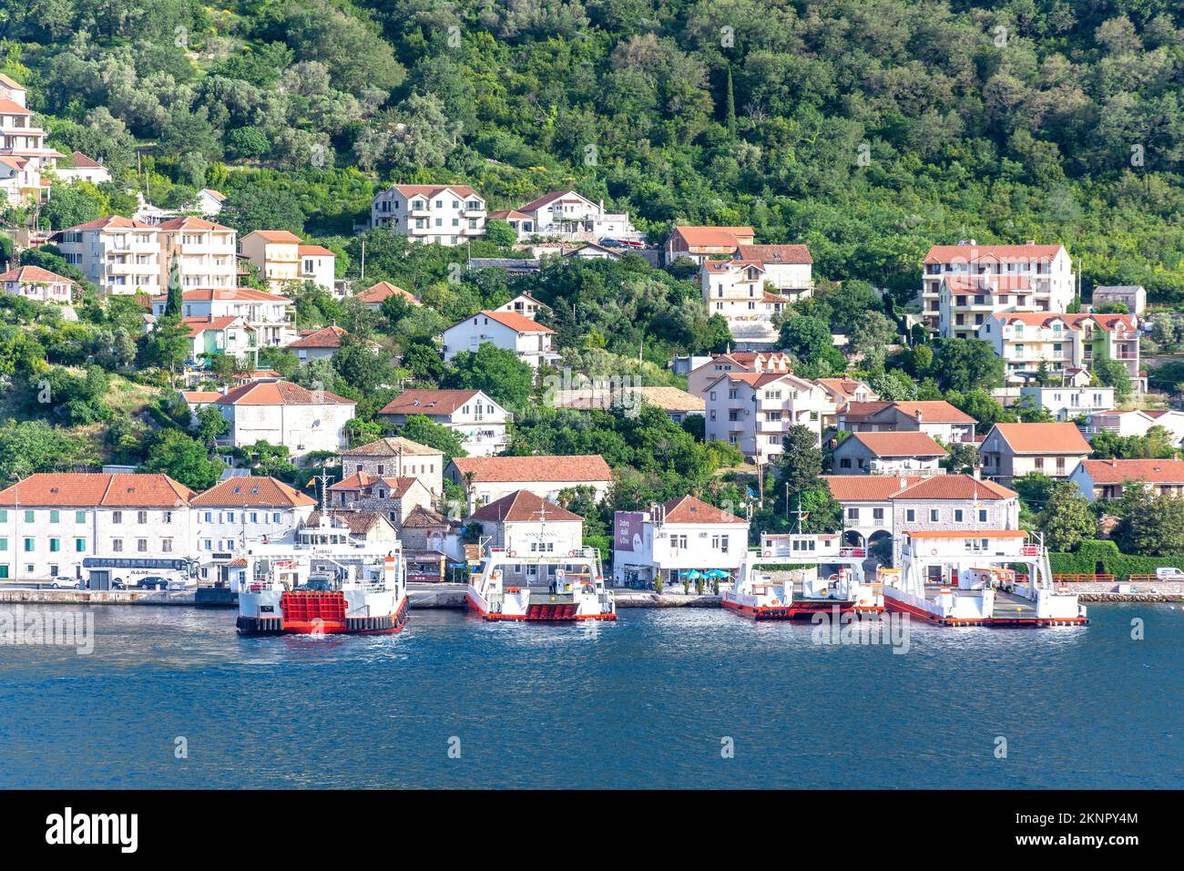 Ferries à Kamenari, Herceg Novi, Baie de Kotor (Boka kotorska), Kotor, Dalmatie, Monténégro Banque D'Images