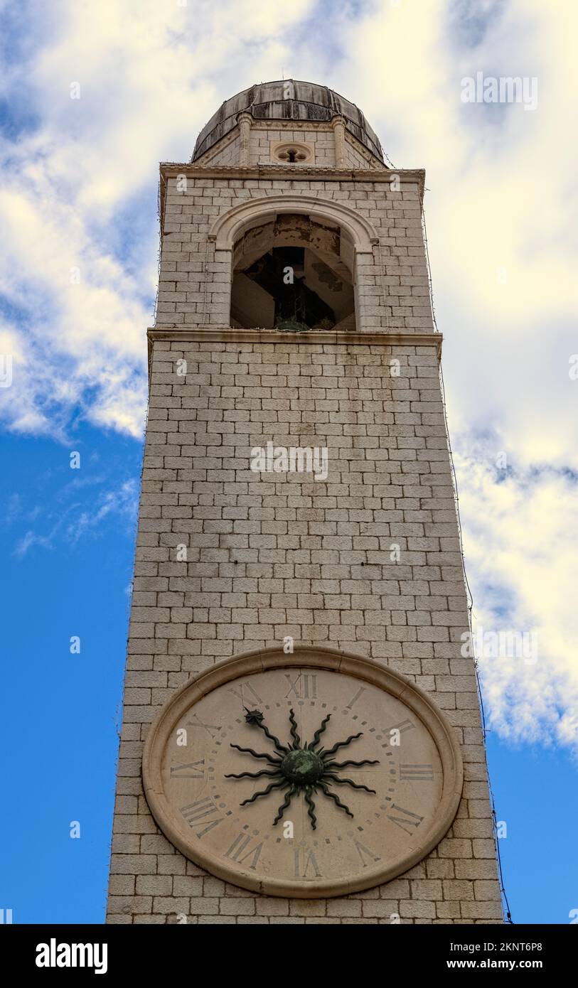 La tour du clocher de la ville, place Luza, Dubrovnik, Croatie Banque D'Images