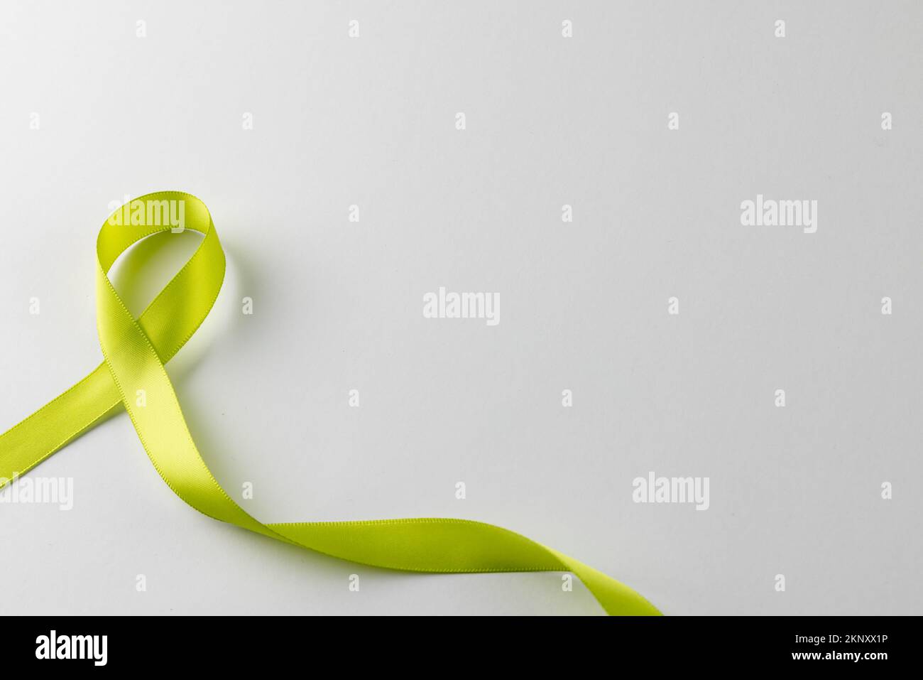 Composition d'un ruban vert clair standard de sensibilisation à la santé, sur fond blanc avec espace de copie Banque D'Images