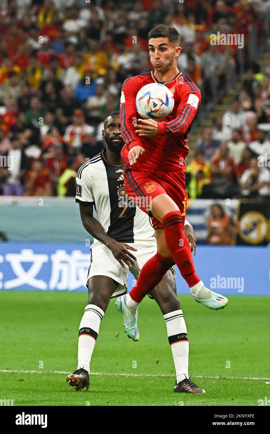 Pendant le match Espagne contre Allemagne de la coupe du monde de la Fifa Qatar 2022 au stade Al Bayt à Doha, Qatar sur 27 novembre 2022. Photo de Laurent Zabulon/ABACAPRESS.COM Banque D'Images
