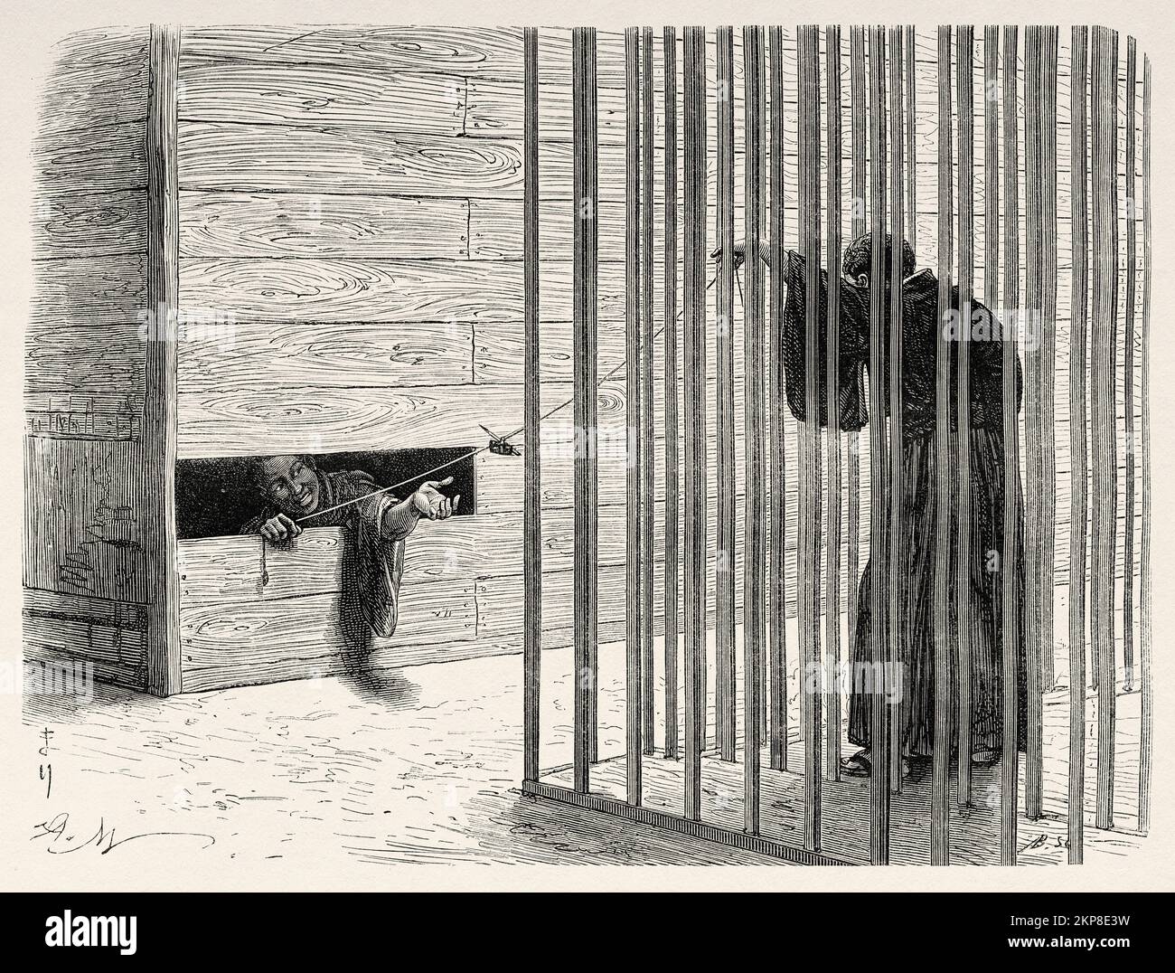Eugene Collache en prison à Edo, Japon. Une aventure au Japon par Eugene Collache, 1868-1869 Banque D'Images