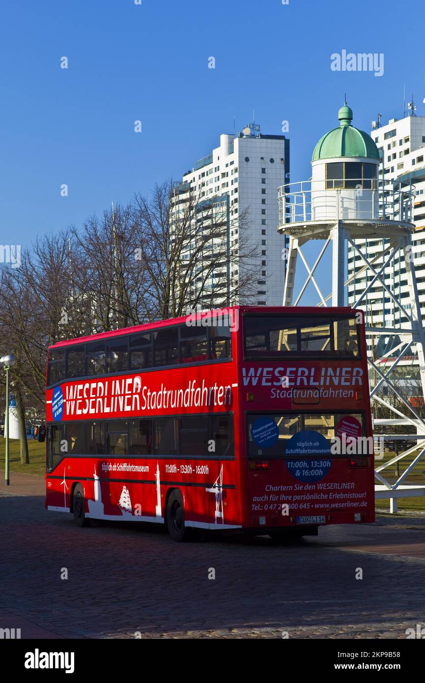 Bus pour les visites de la ville, Bremerhaven, Allemagne, Europe Banque D'Images