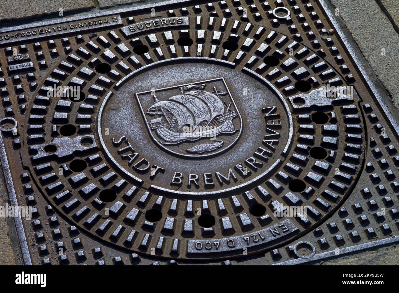 Couverture de trou d'homme de la ville de Bremerhaven, Allemagne, Europe Banque D'Images