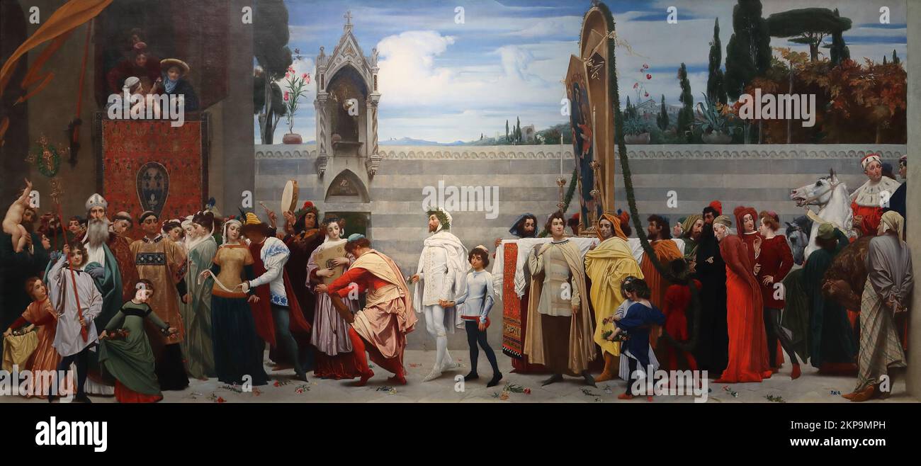 La Madonna de Cemabue par le peintre britannique Frederic, Lord Leighton à la National Gallery, Londres, Royaume-Uni Banque D'Images