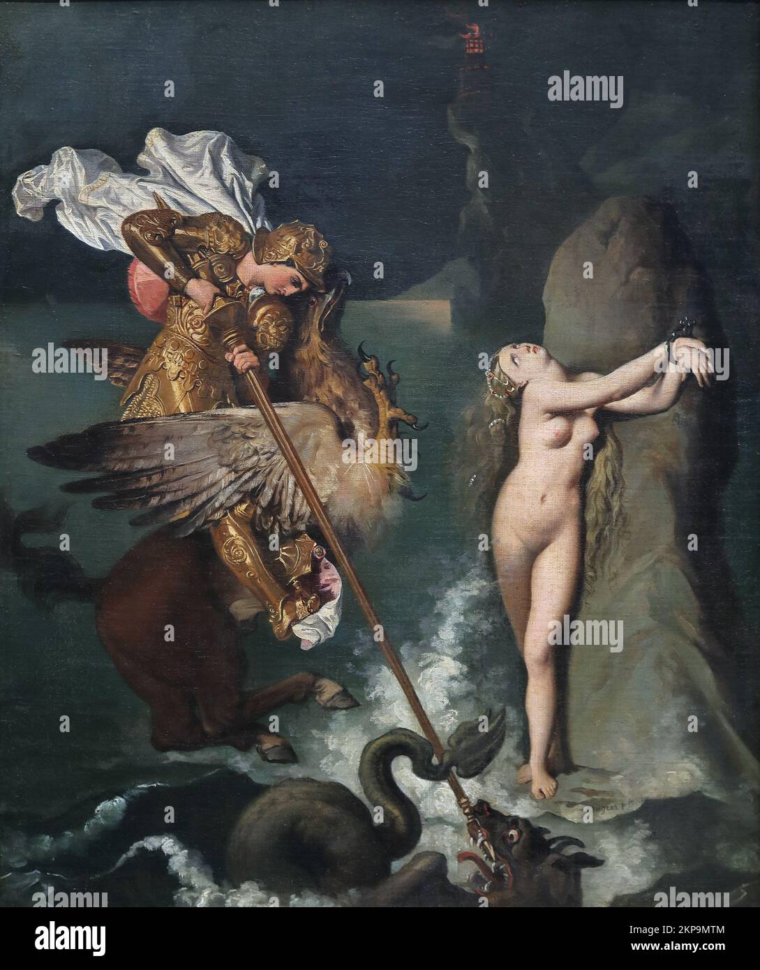 Angelica sauvé par Ruggiero par le peintre néoclassique français Jean-Auguste-Dominique Ingres à la National Gallery, Londres, Royaume-Uni Banque D'Images