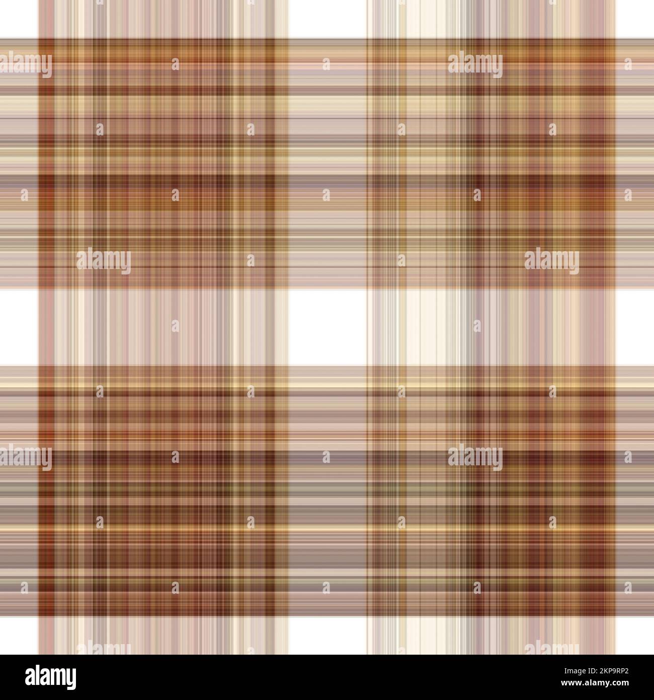 Tissu écossais blanc forêt à motif sans couture. Motif écossais de forêt automnale ton sur ton avec texture organique. Arrière-plan de bande orange pour papier peint rugueux. Banque D'Images