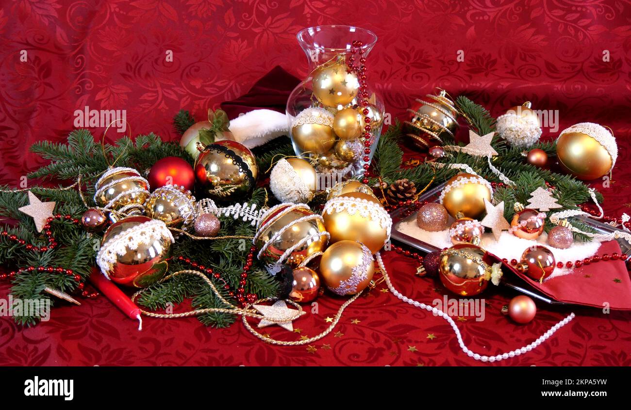 Décorations de Noël colorées photo. Décoration de Noël. Modèle d'ambiance festive. Banque D'Images