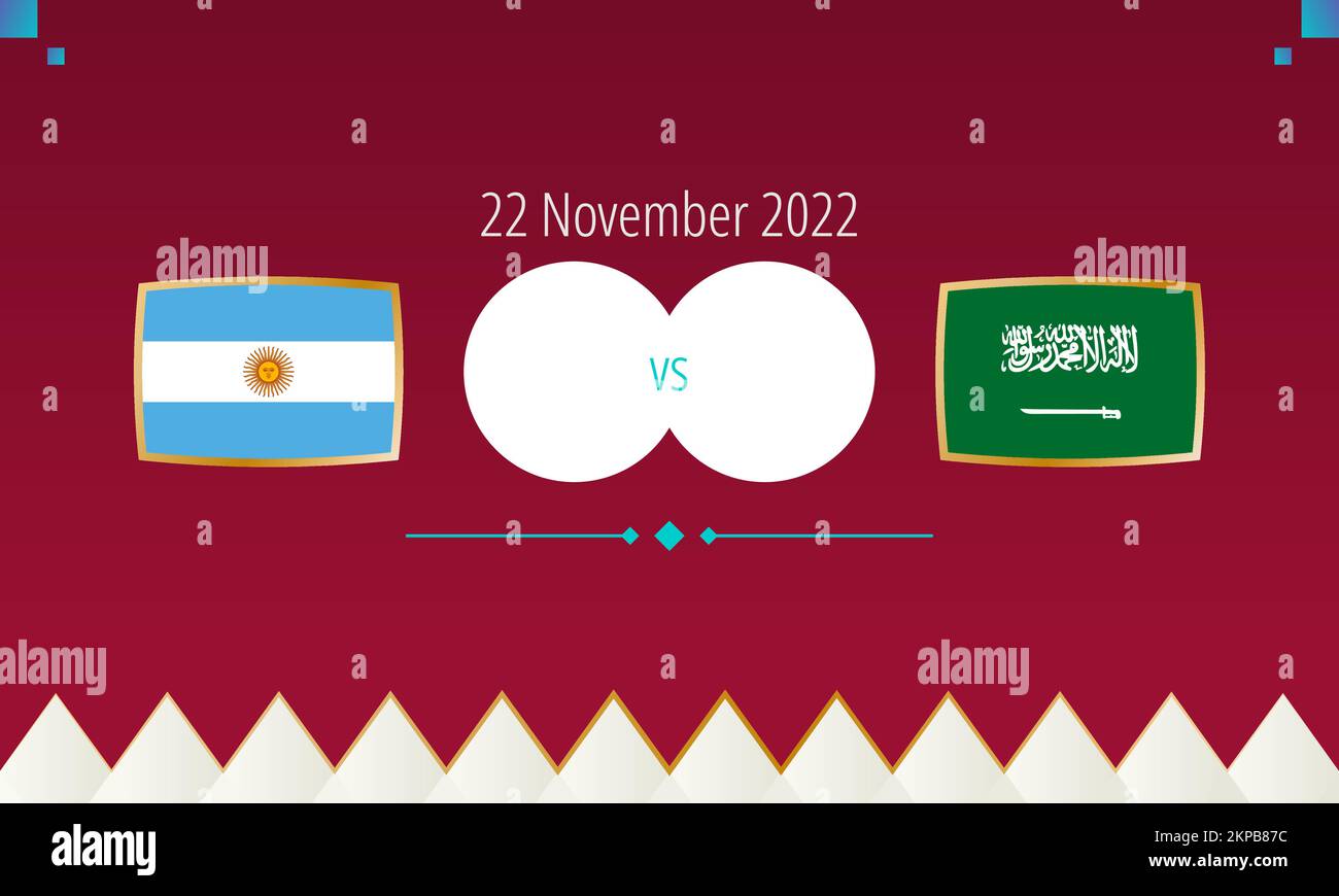 Match de football de l'Argentine contre l'Arabie saoudite, compétition internationale de football 2022. Icône versus. Illustration de Vecteur
