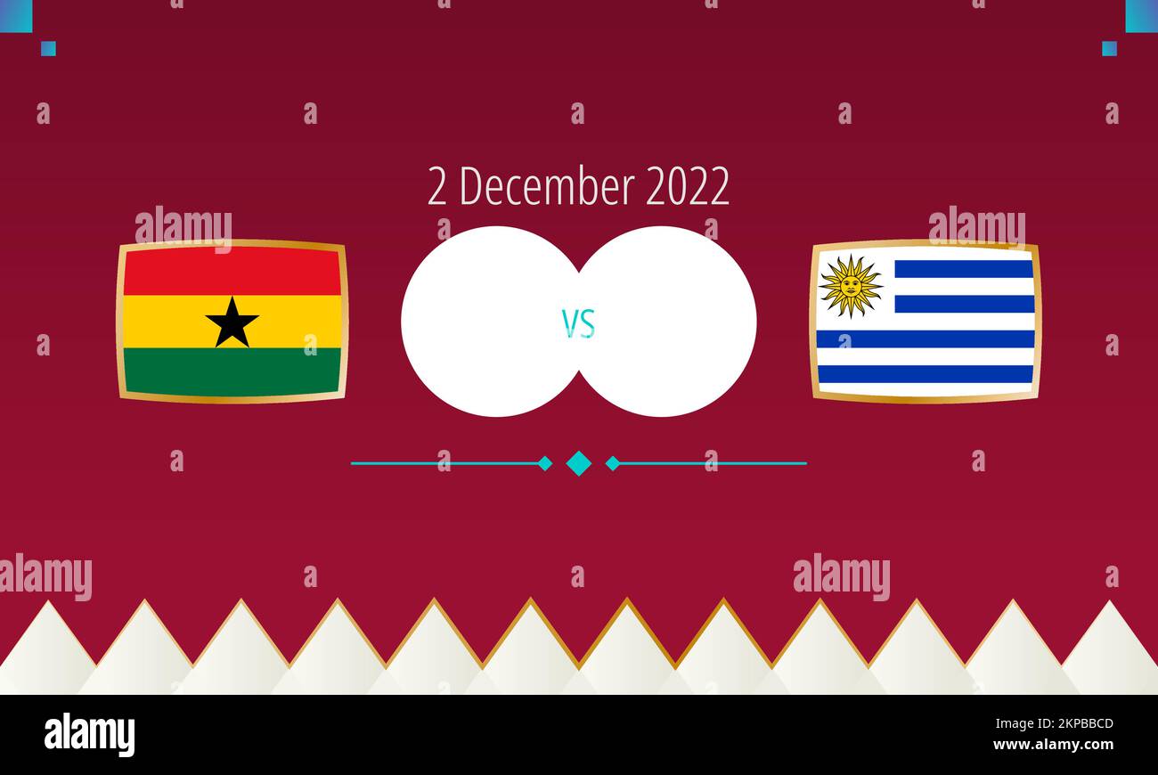 Match de football du Ghana contre l'Uruguay, compétition internationale de football 2022. Icône versus. Illustration de Vecteur