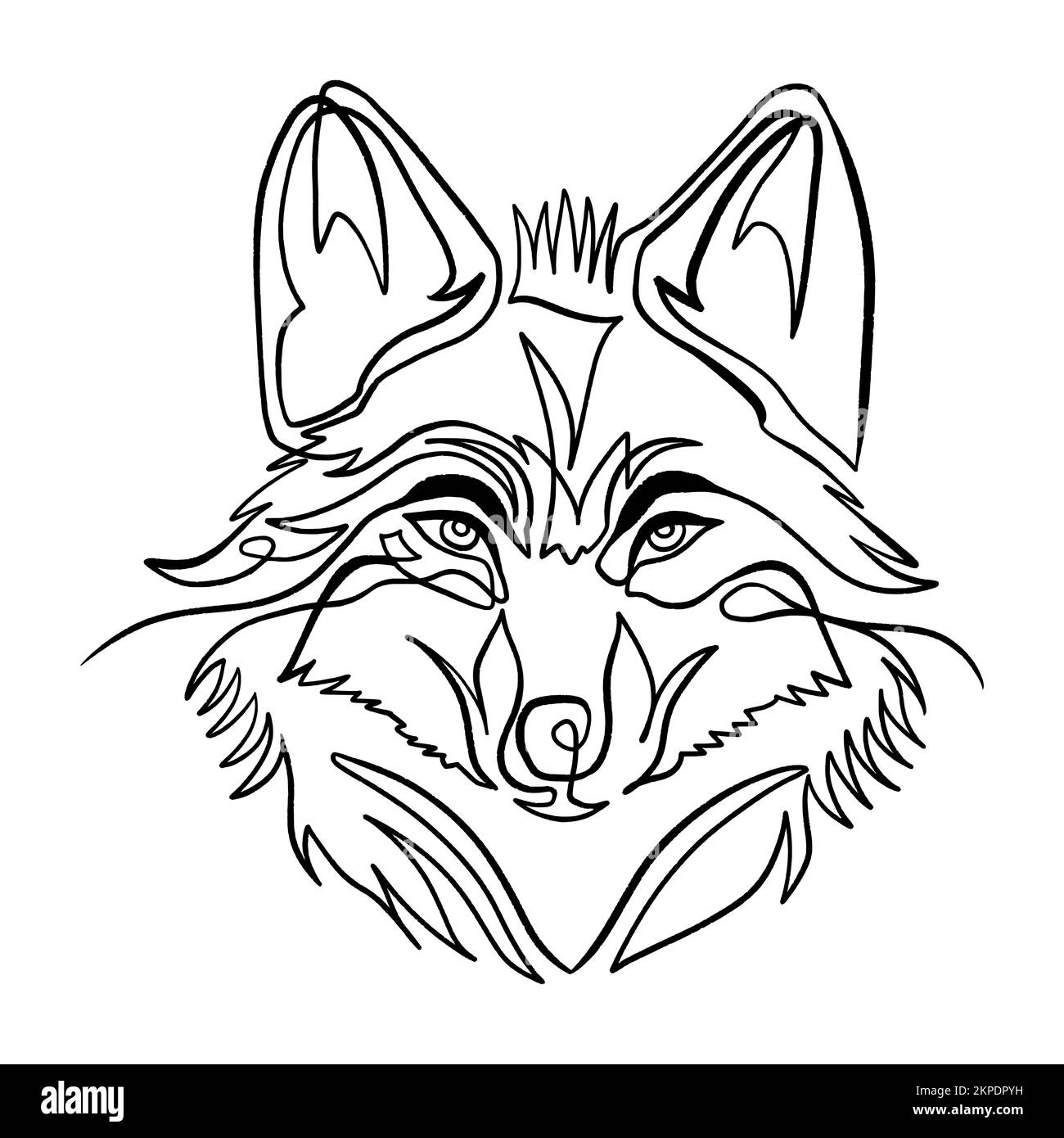 WOLF Head lignes continues dessin vectoriel minimaliste Illustration de Vecteur