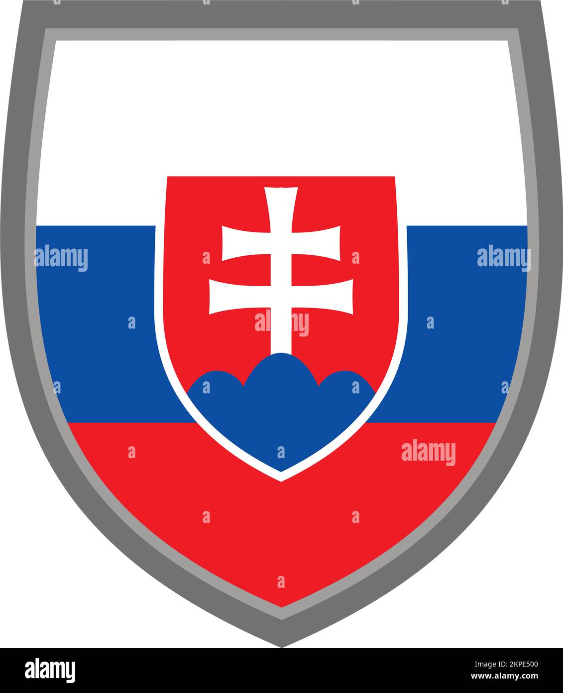 Bouclier aux couleurs du drapeau de Slovaquie - couleur RVB originale - icône bouclier slovaque découpé Illustration de Vecteur