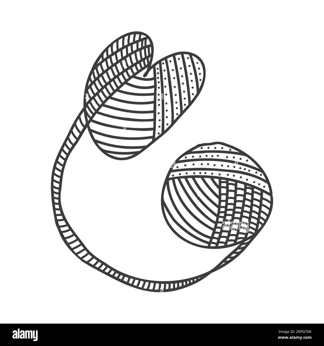 Une boule de fil avec un coeur tricoté. Illustration vectorielle. Illustration de Vecteur