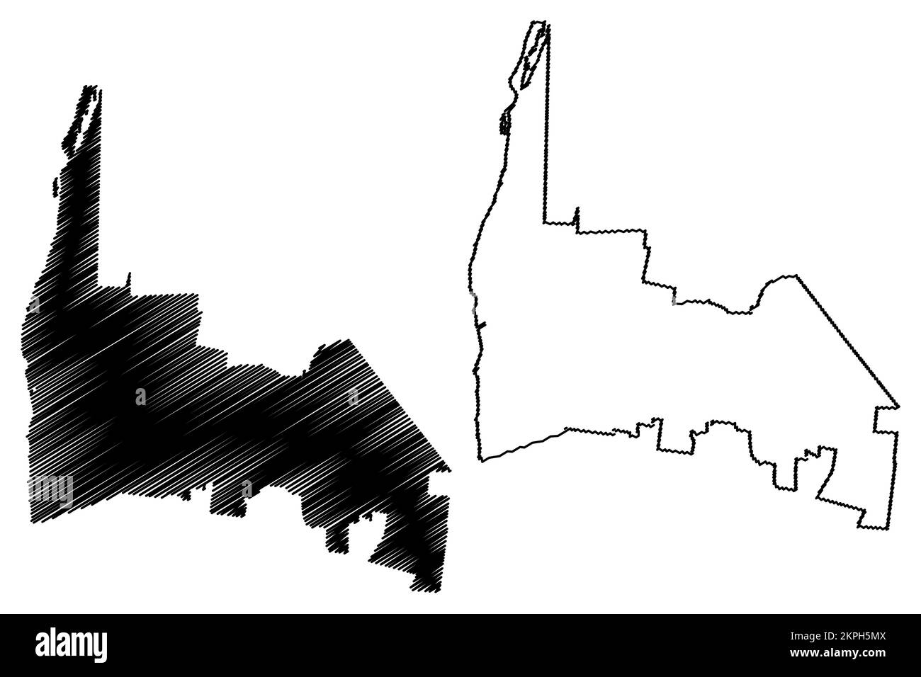 Municipalité de Calkini (État libre et souverain de Campeche, Mexique, États-Unis mexicains) carte illustration vectorielle, scribble croquis carte de Calkiní Illustration de Vecteur