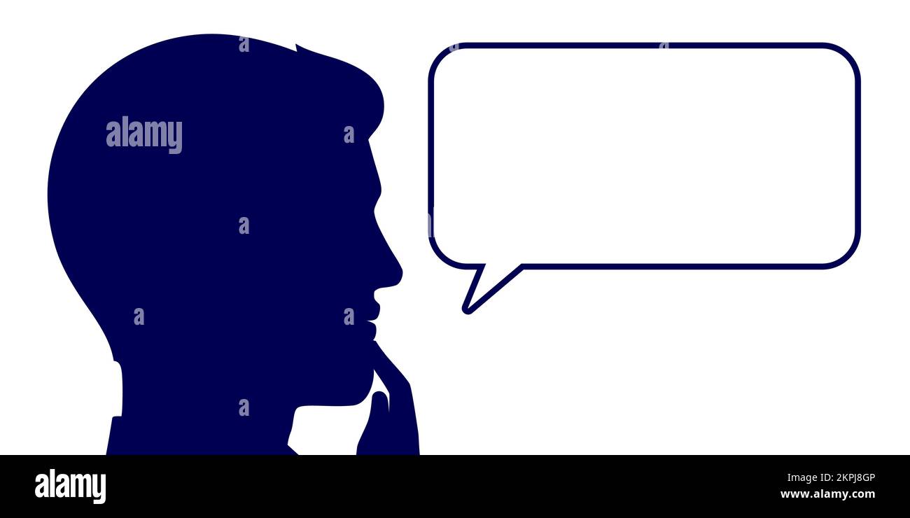 Homme avec bulle de texte vide, illustration vectorielle de style plat. Un homme parle ou dit quelque chose. Illustration de Vecteur