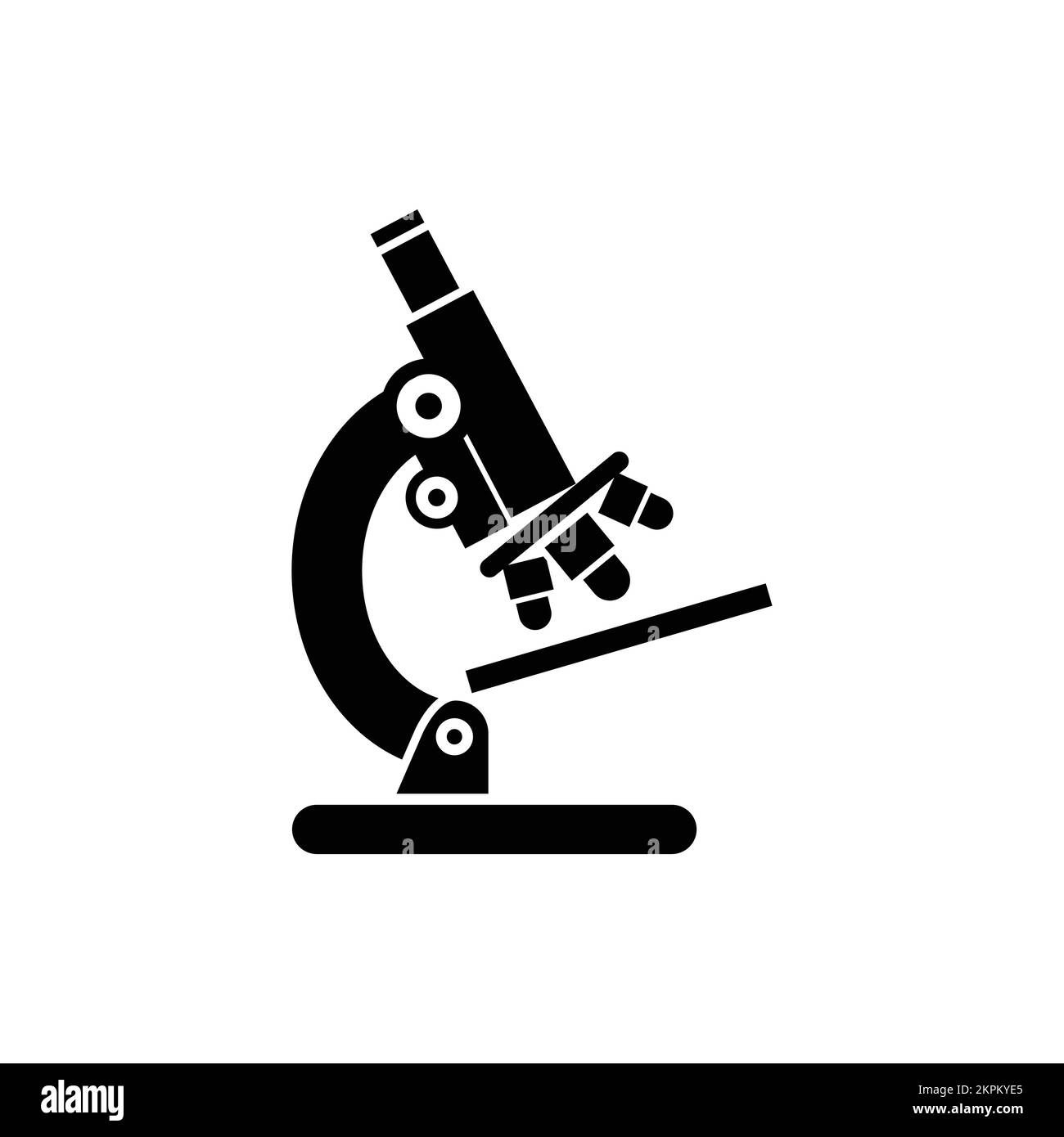 Microscope monoculaire détaillé avec vecteur d'icône à trois objectifs. Symbole du logo du laboratoire d'analyse. Illustration de Vecteur