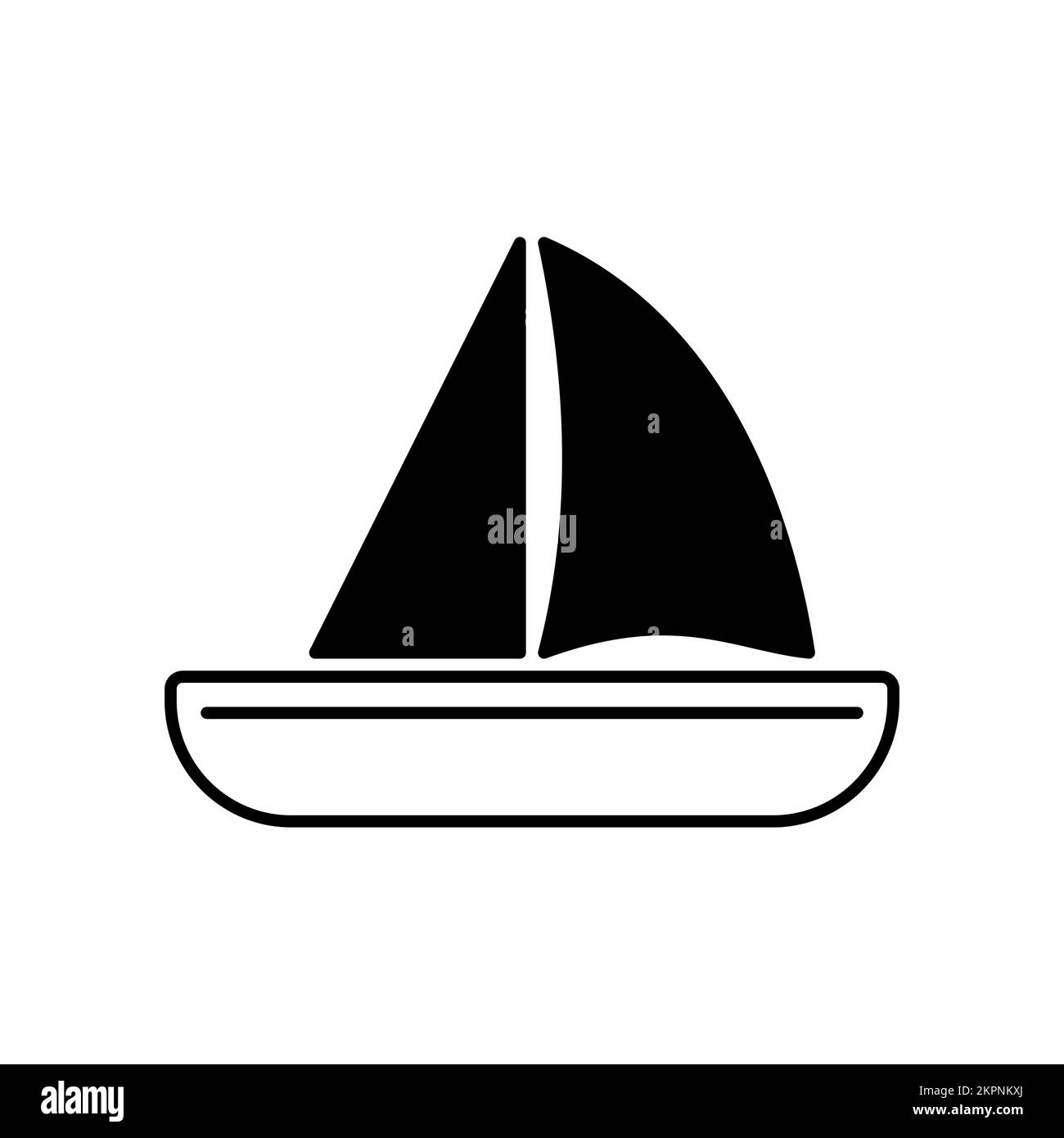 Icône du bateau, profitez du bord de l'océan ou du lac dans un petit bateau. Illustration de Vecteur