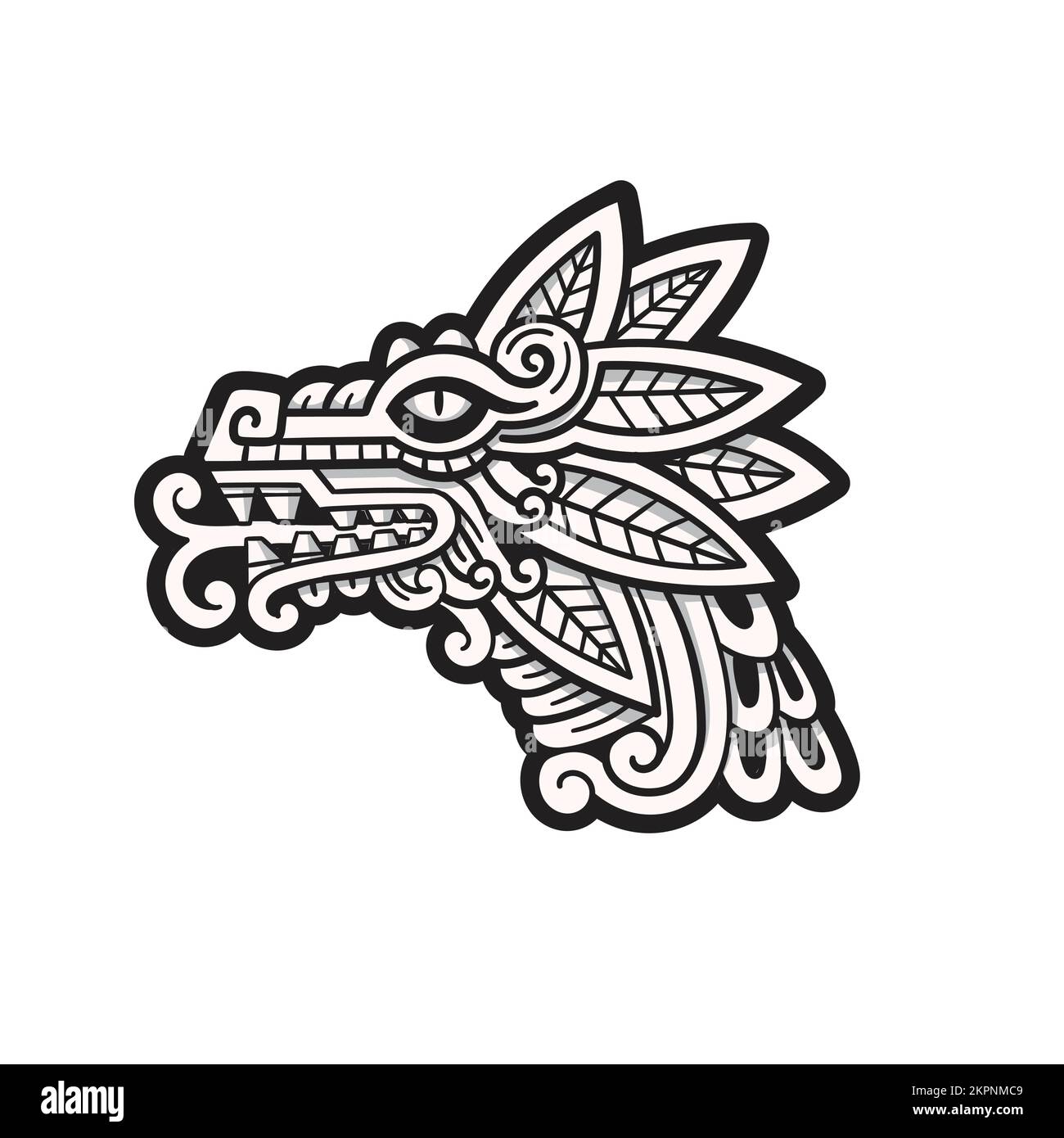 Illustration vectorielle de la tête de Quetzalcoatl pour la page de livre de coloriage Illustration de Vecteur