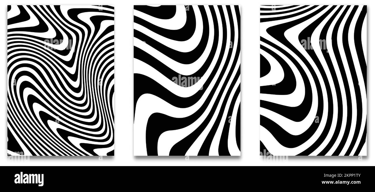 Une illustration de trois tableaux avec des motifs zébrés isolés sur un fond blanc Illustration de Vecteur