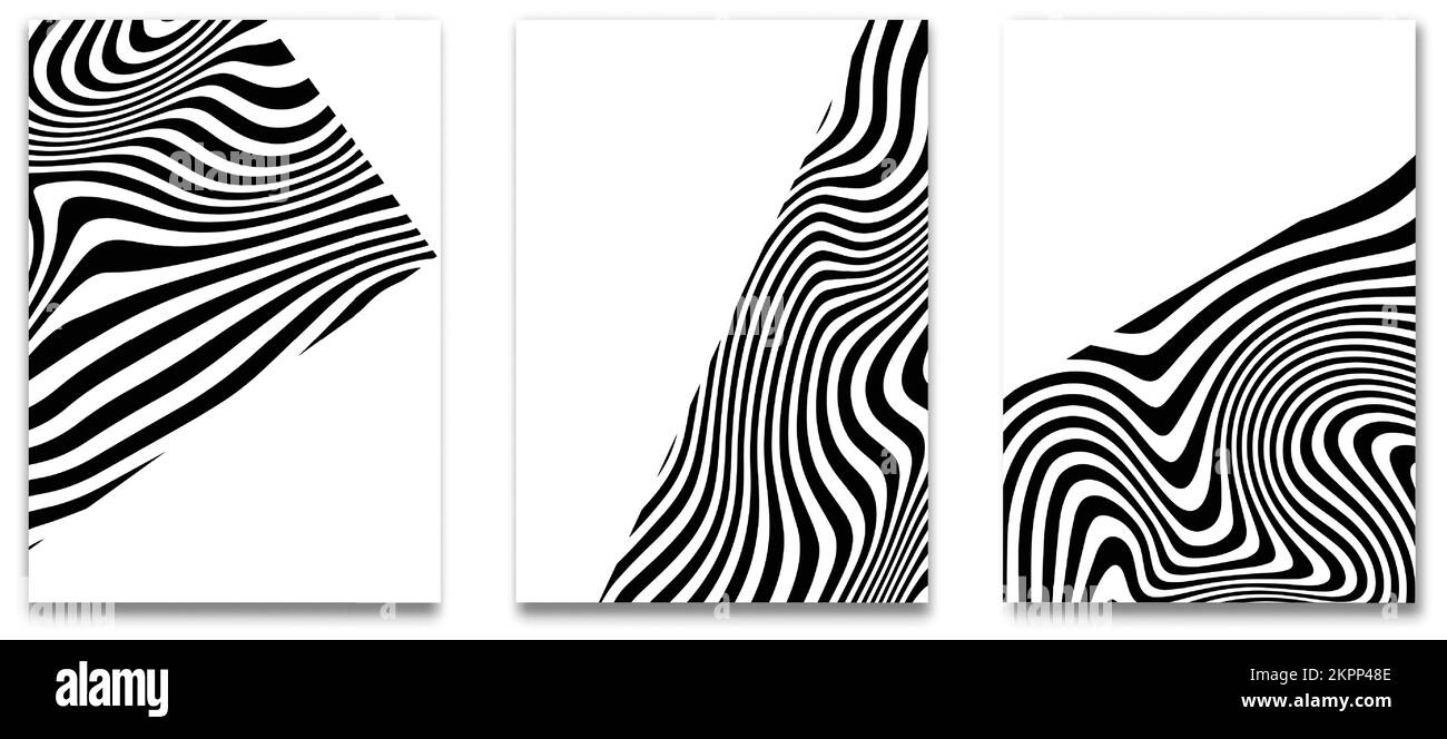 Une illustration de trois tableaux avec des motifs zébrés isolés sur un fond blanc Illustration de Vecteur