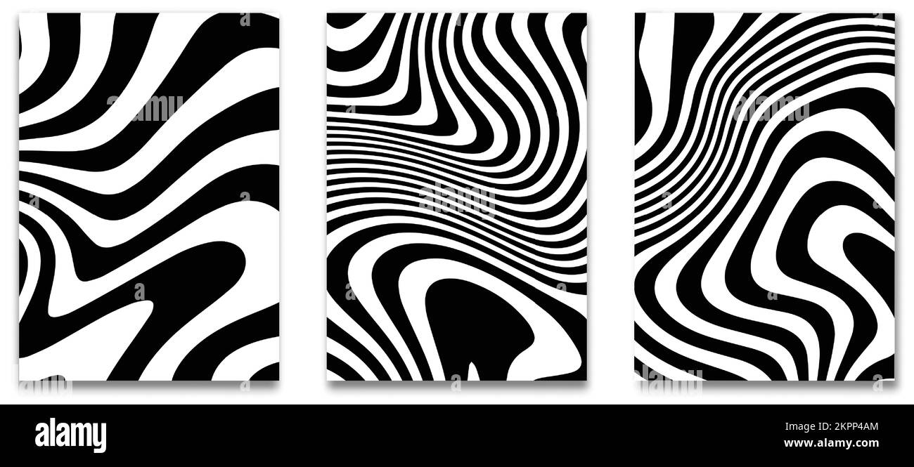 Une illustration de trois tableaux avec des motifs zébrés isolés sur un fond blanc Illustration de Vecteur