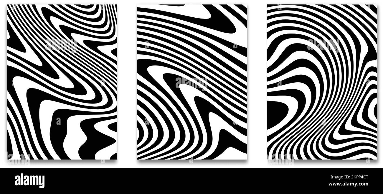 Une illustration de trois tableaux avec des motifs zébrés isolés sur un fond blanc Illustration de Vecteur