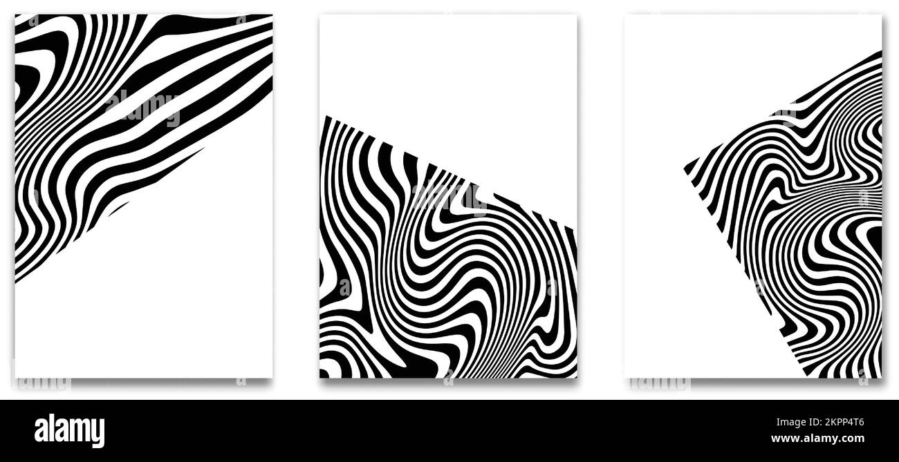 Une illustration de trois tableaux avec des motifs zébrés isolés sur un fond blanc Illustration de Vecteur